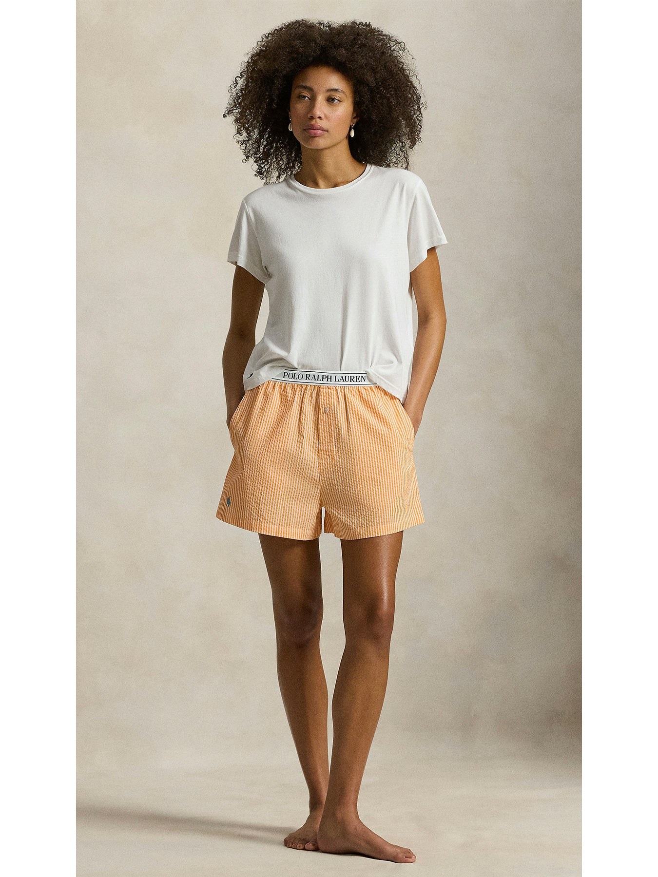 Seersucker Boxer Shorts Orange
