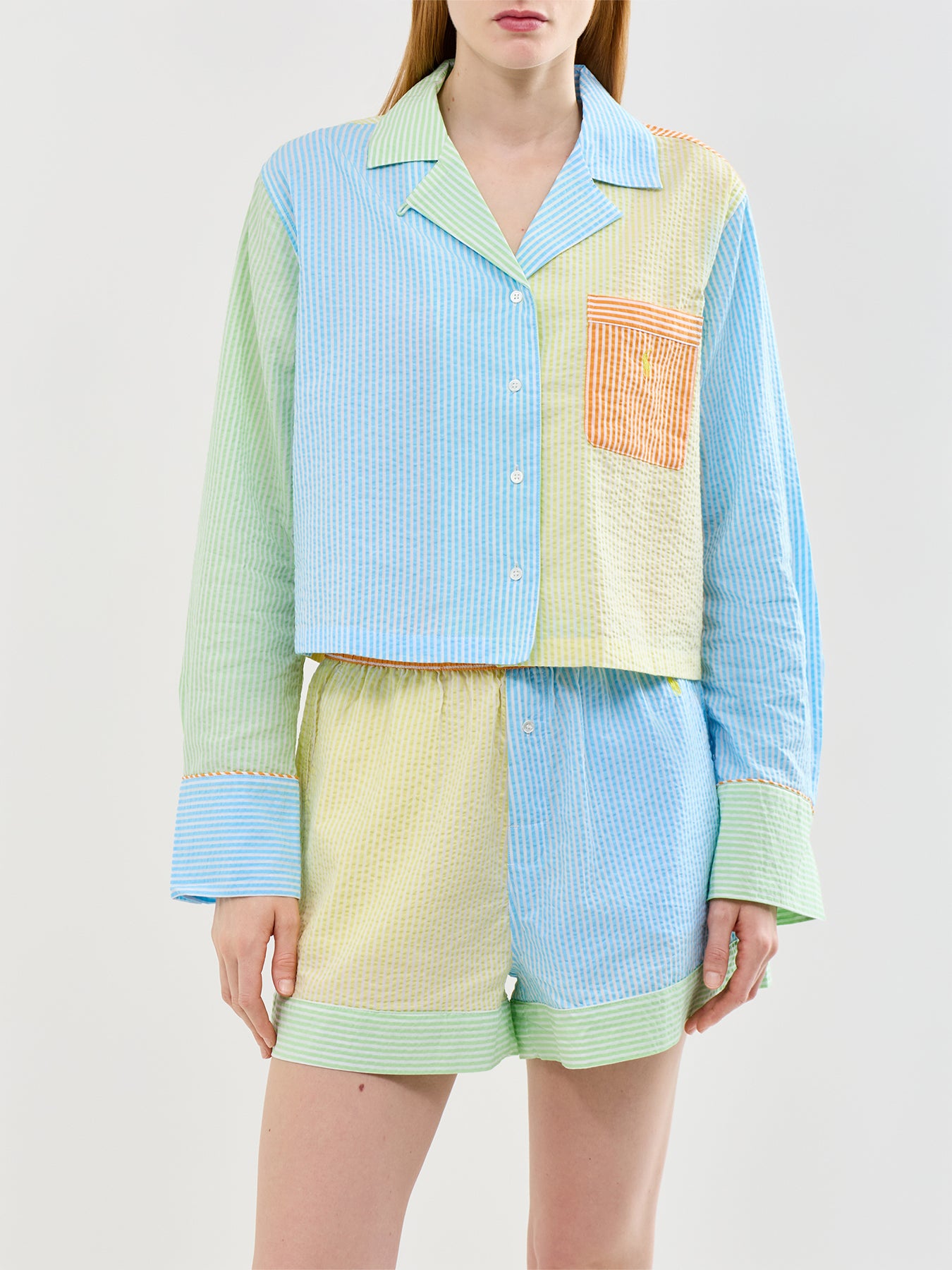 Mixed Seersucker Short Set Multi