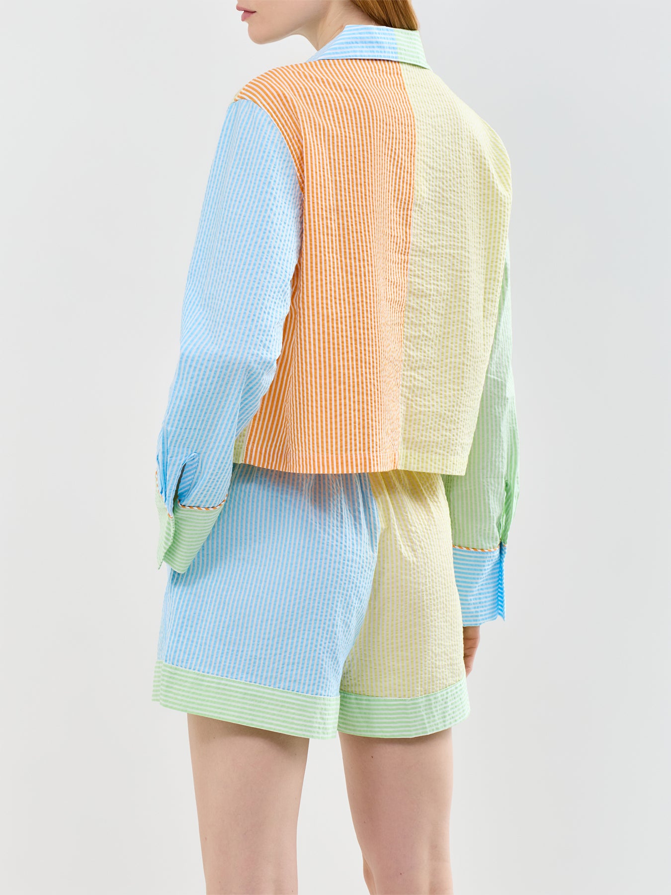 Mixed Seersucker Short Set Multi
