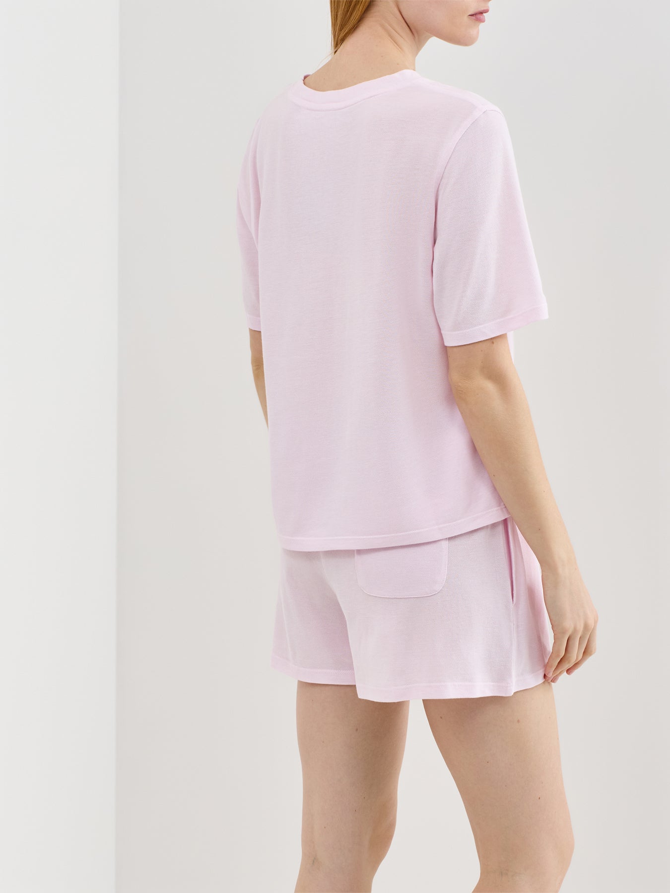 Knit Oxford Short Sleeve Set Pink