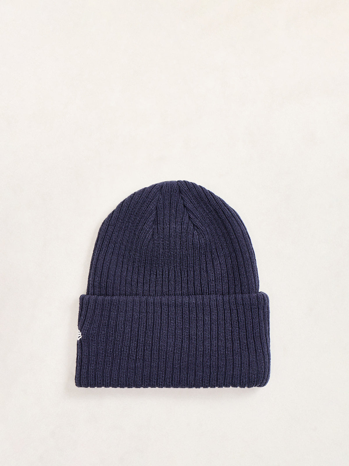 Wool Blend Wide Cuff Beanie - Navy