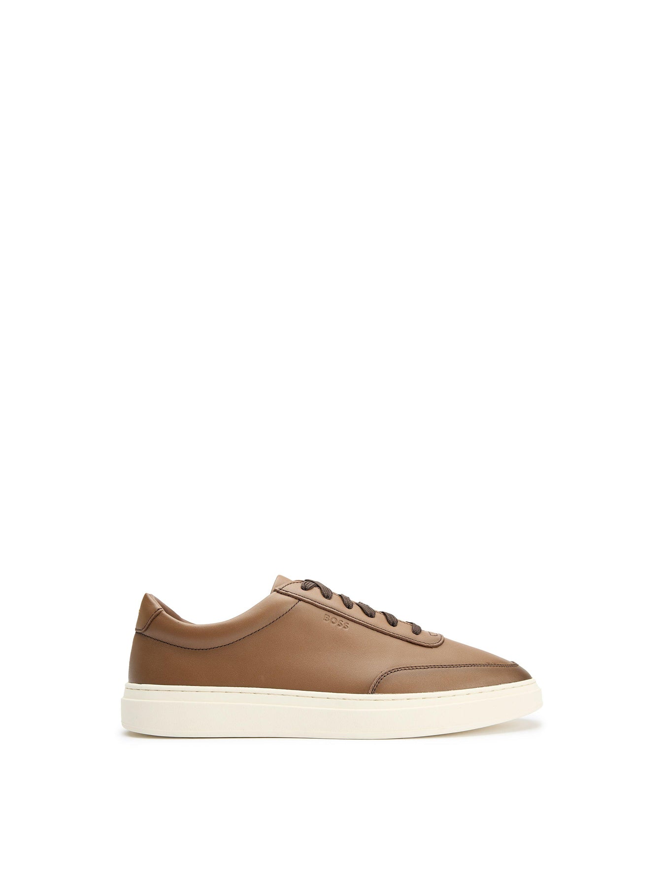 Mens BOSS Kieran Leather Trainers Medium Brown