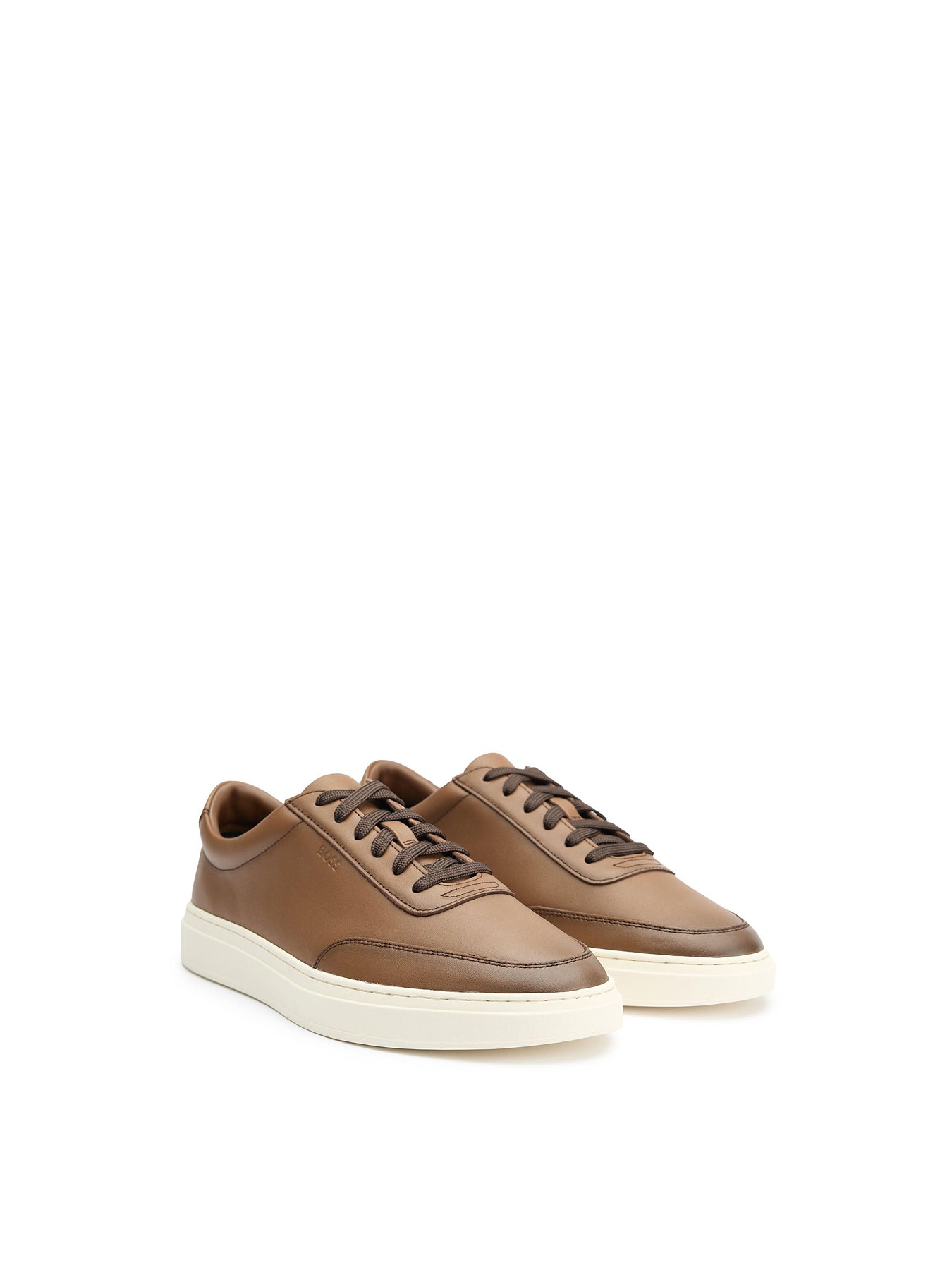 Mens BOSS Kieran Leather Trainers Medium Brown