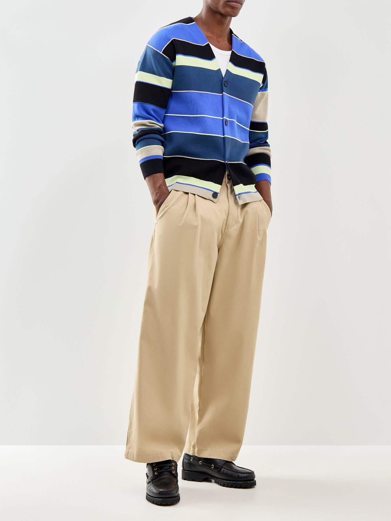 Striped Knitted Cardigan Blue