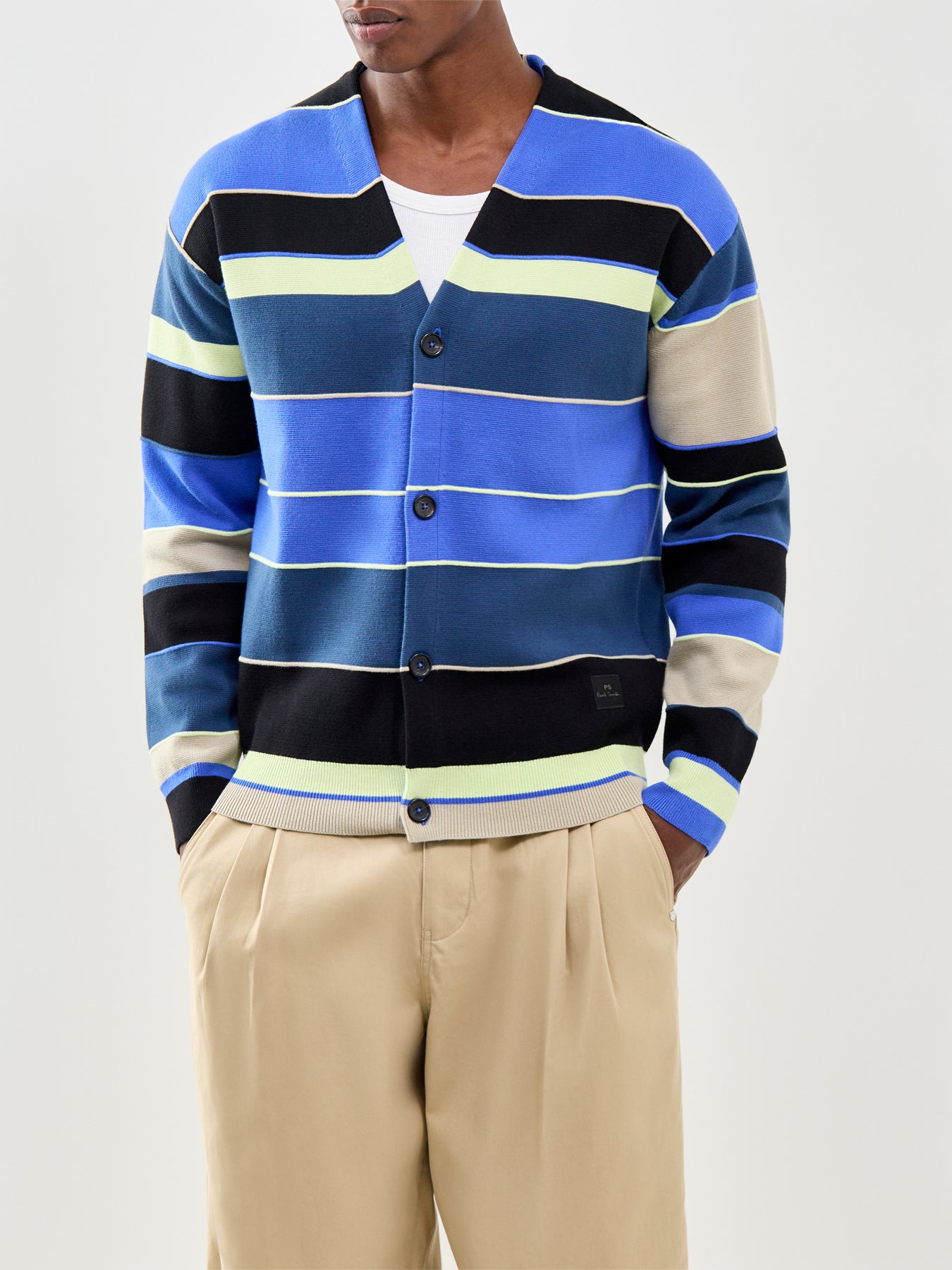 Striped Knitted Cardigan Blue