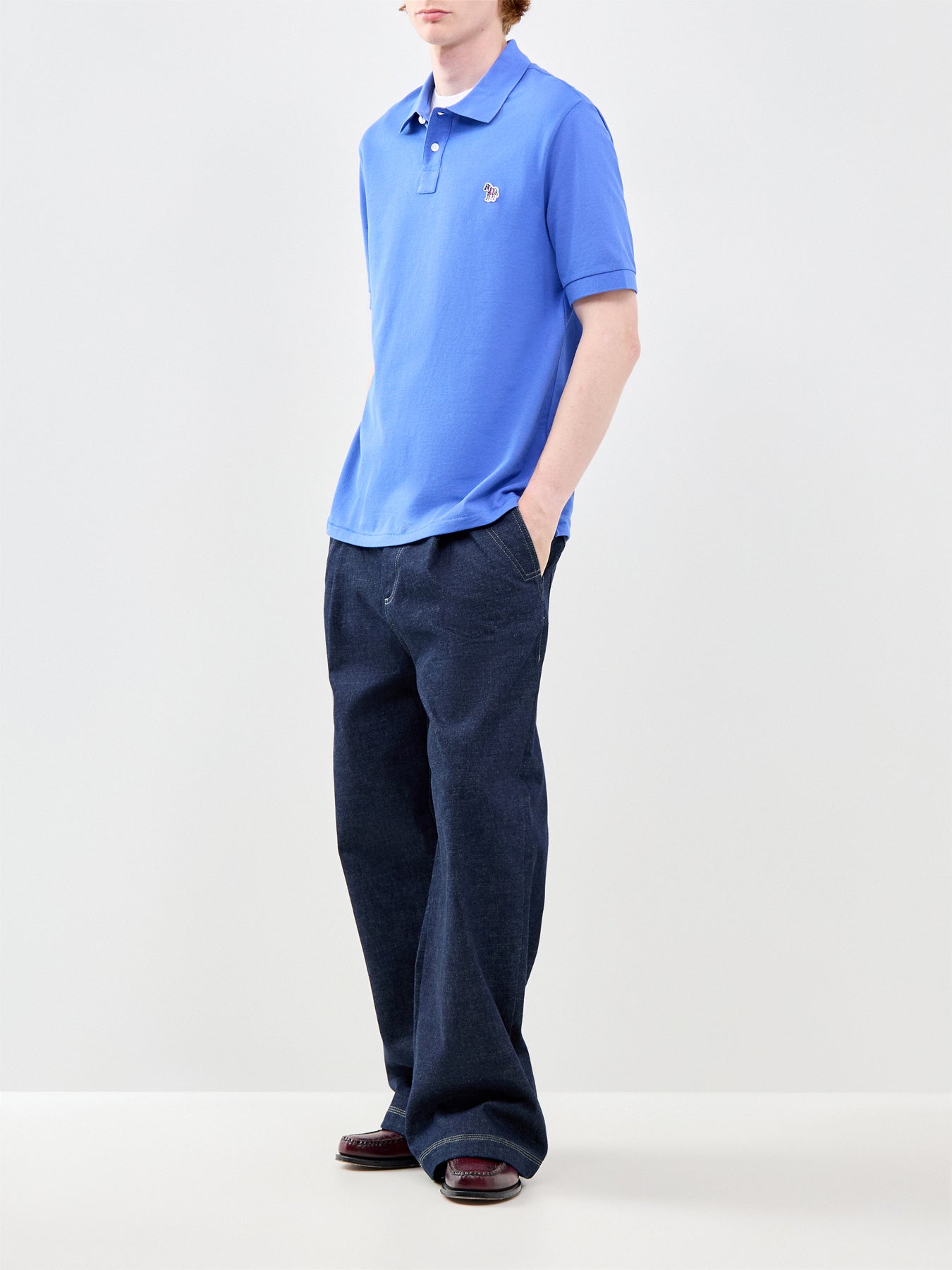 Zebra Polo Top Blue