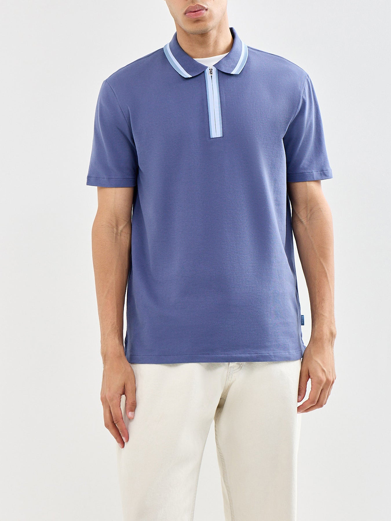 Zip Polo Shirt Blue