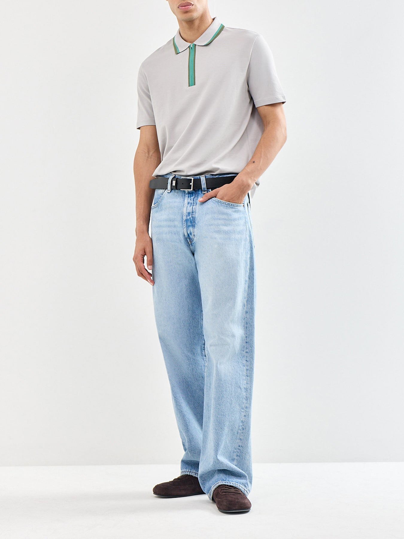 Zip Polo Shirt Grey