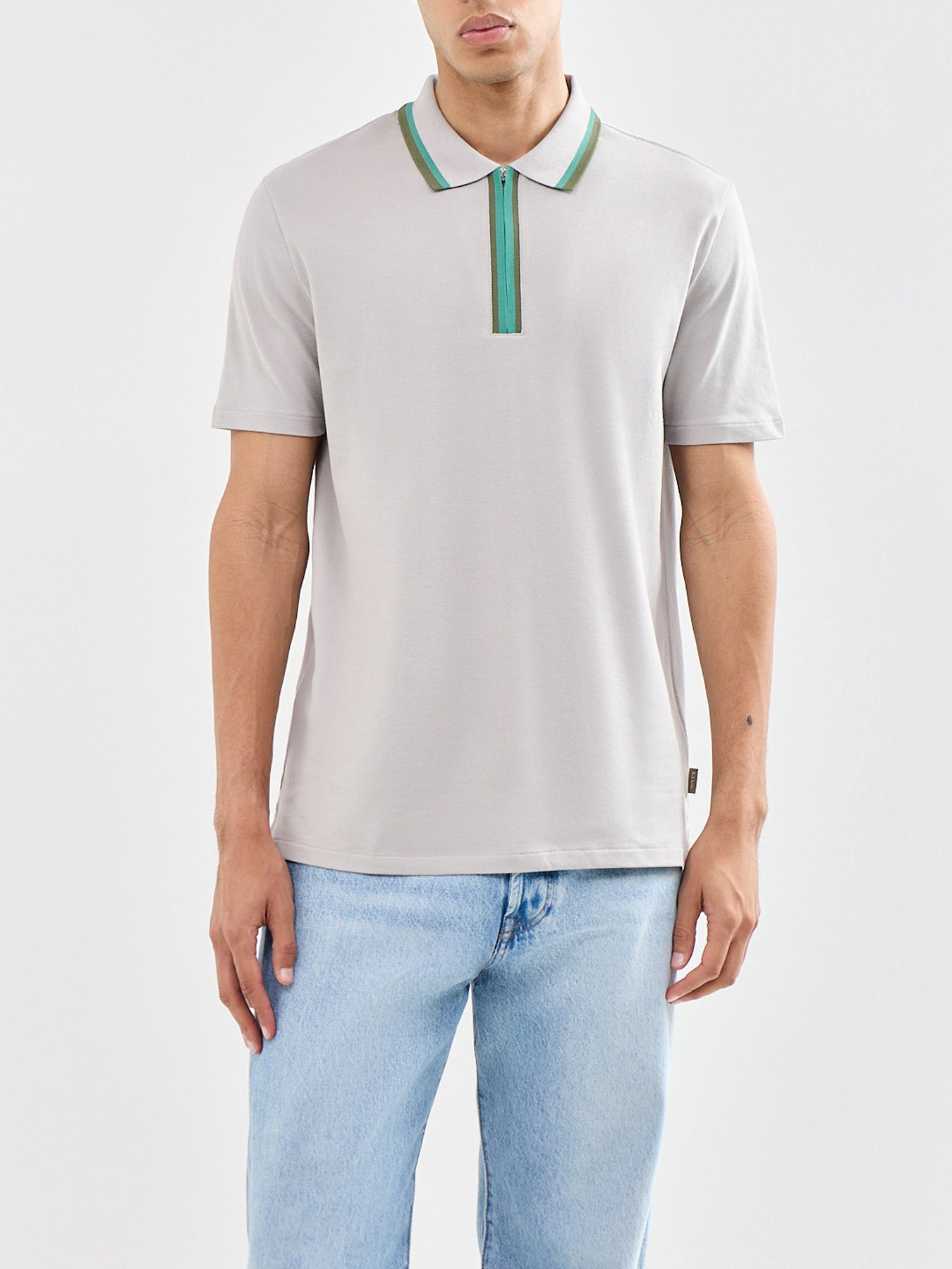 Zip Polo Shirt Grey