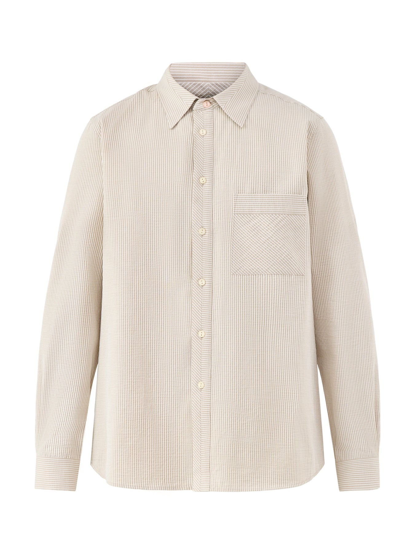 Stitch Stripe Seersucker Shirt Beige