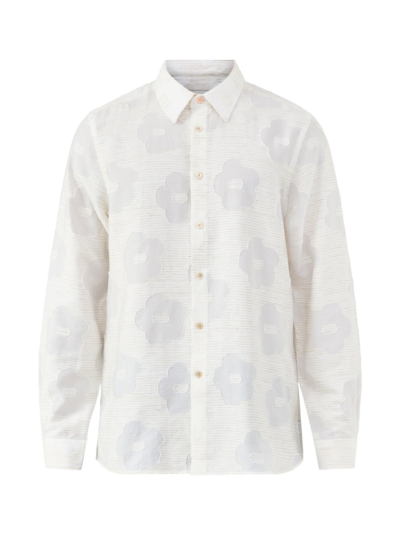 Embroidered Tonal Flowers Shirt White