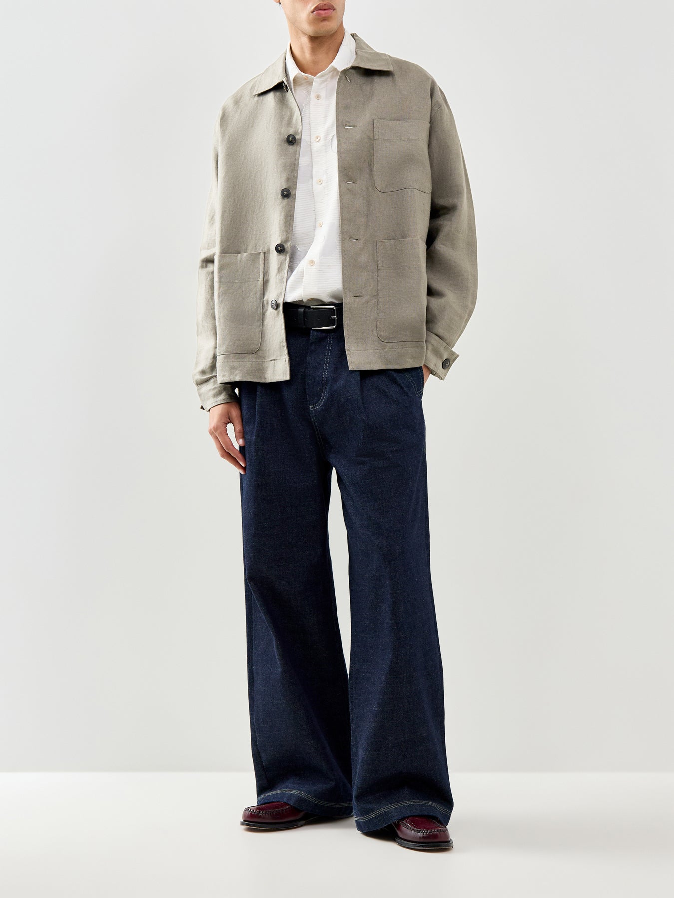 Embroidered Tonal Flowers Shirt White