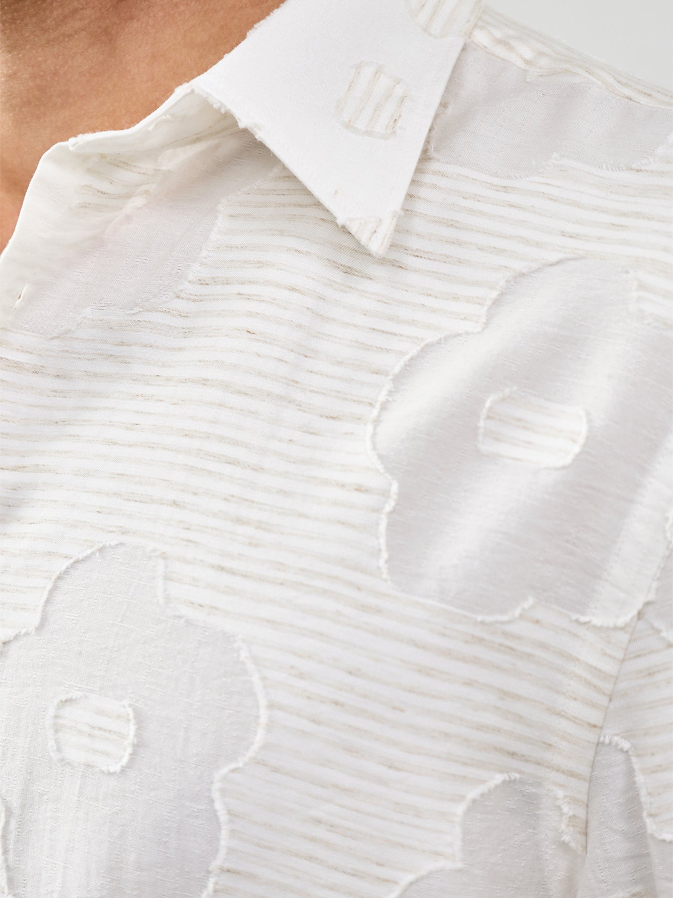 Embroidered Tonal Flowers Shirt White