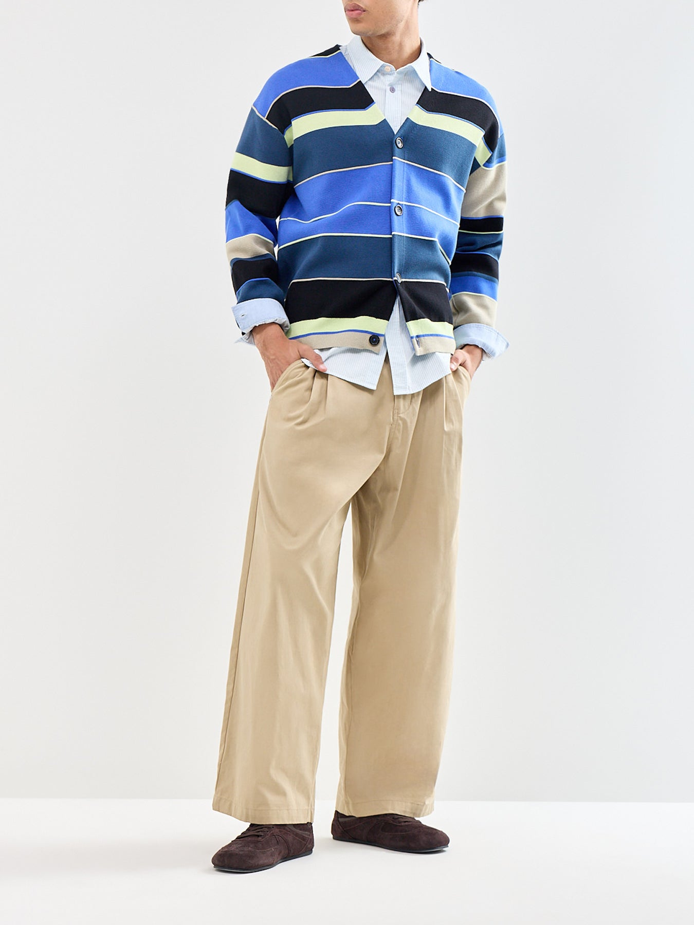 Oxford Stripe Cotton Shirt Blue