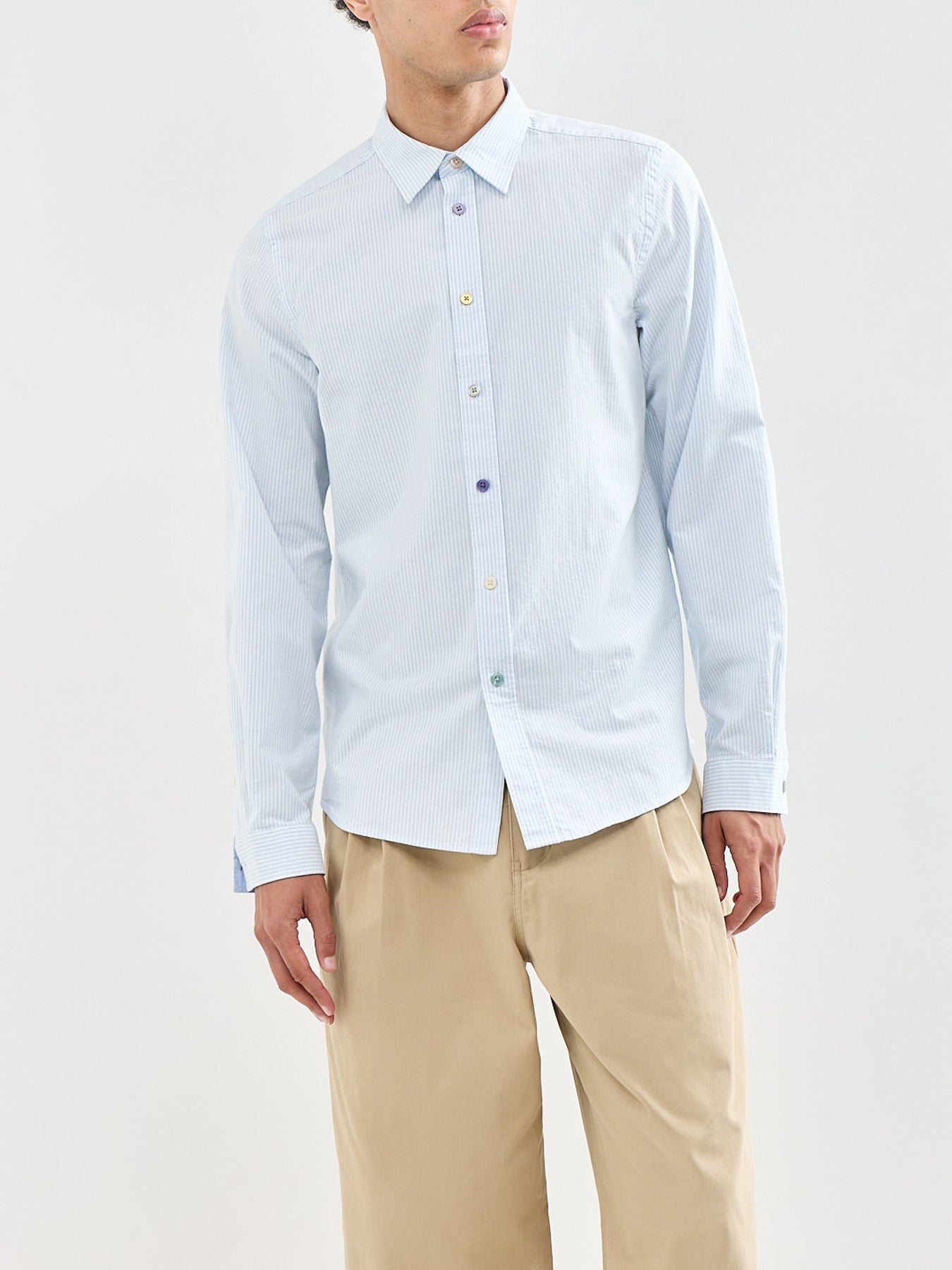 Oxford Stripe Cotton Shirt Blue