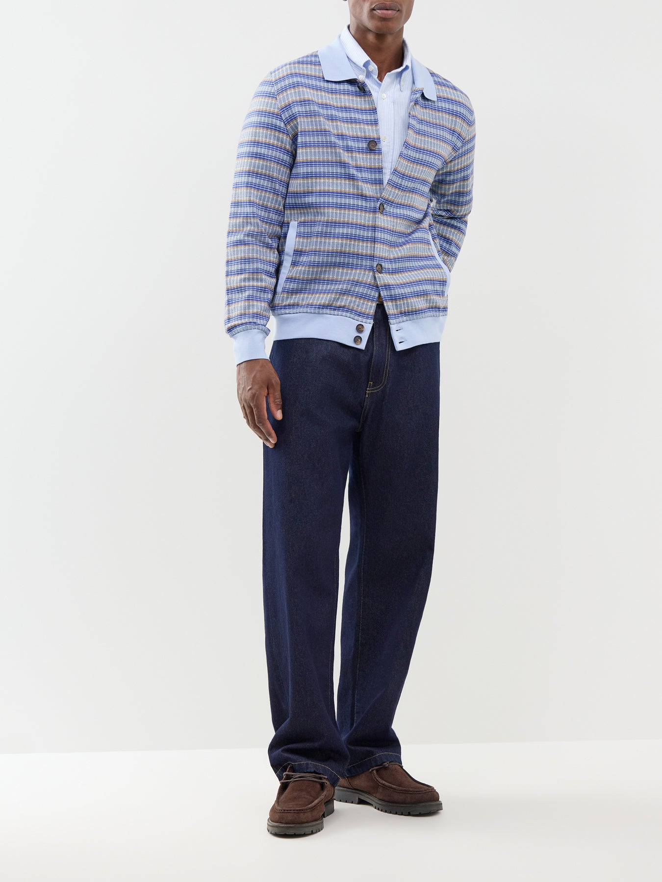 Texture Stripe Collar Cardigan