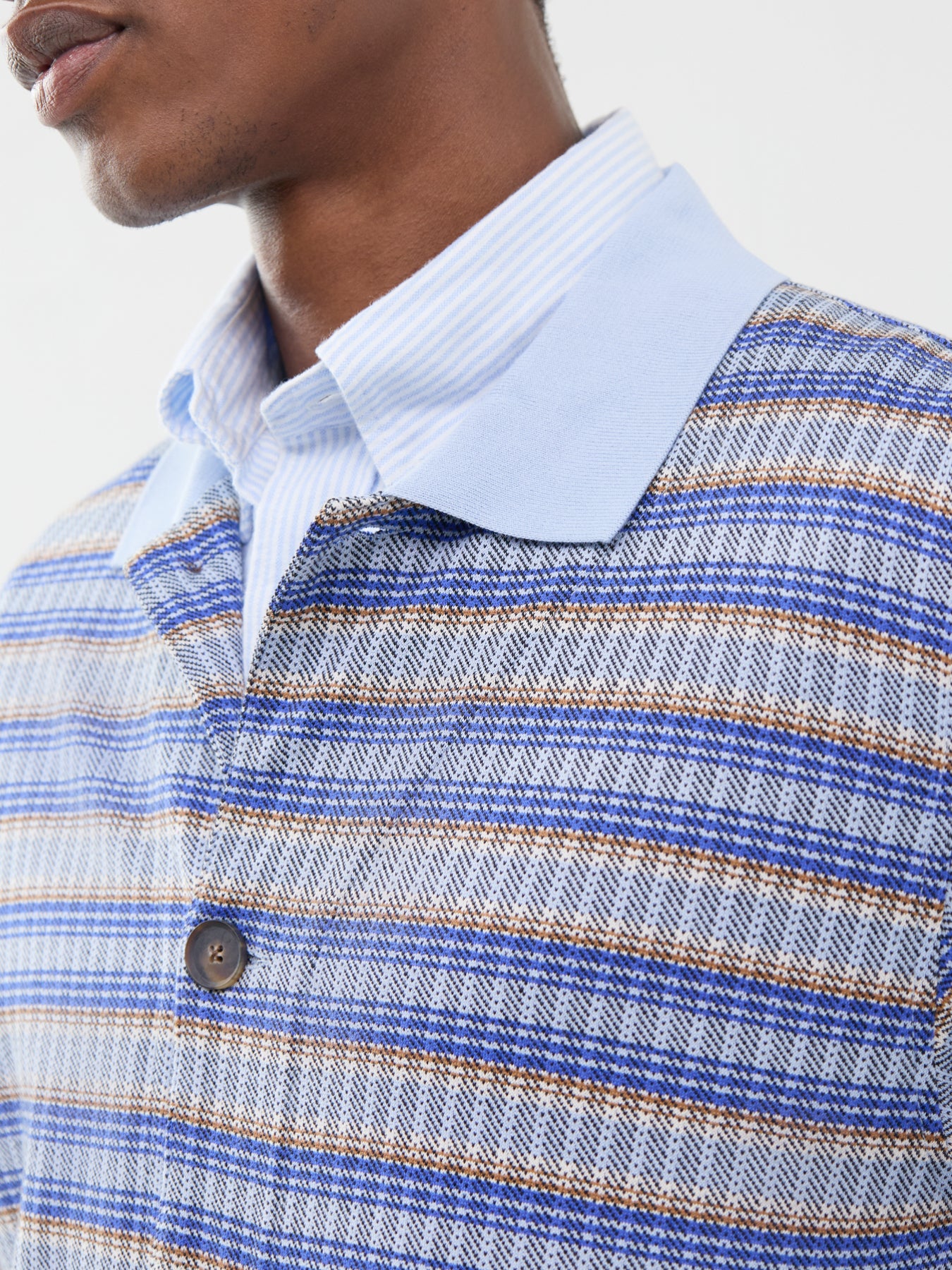 Texture Stripe Collar Cardigan