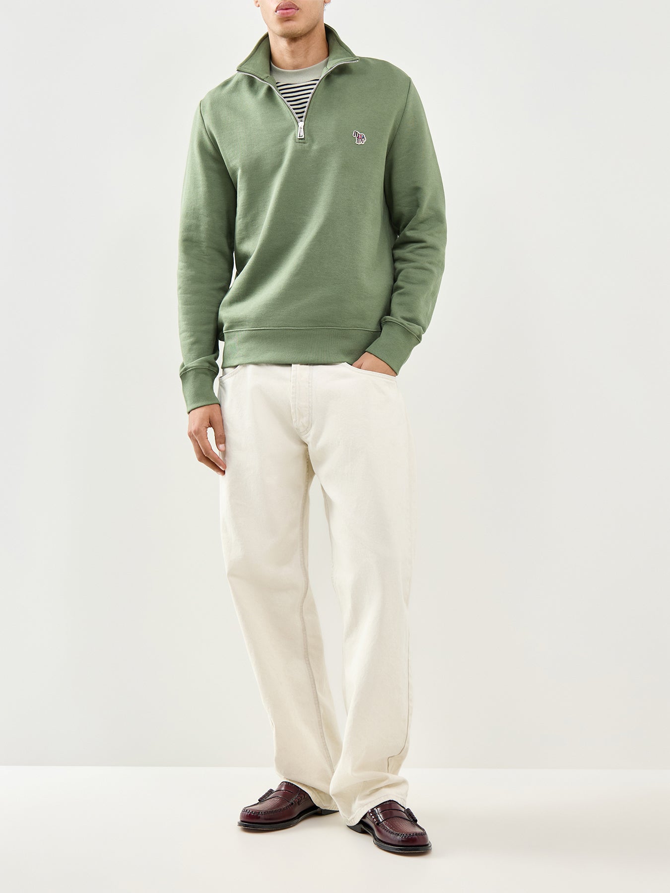 Zebra Quarter Zip Sweatshirt Olive