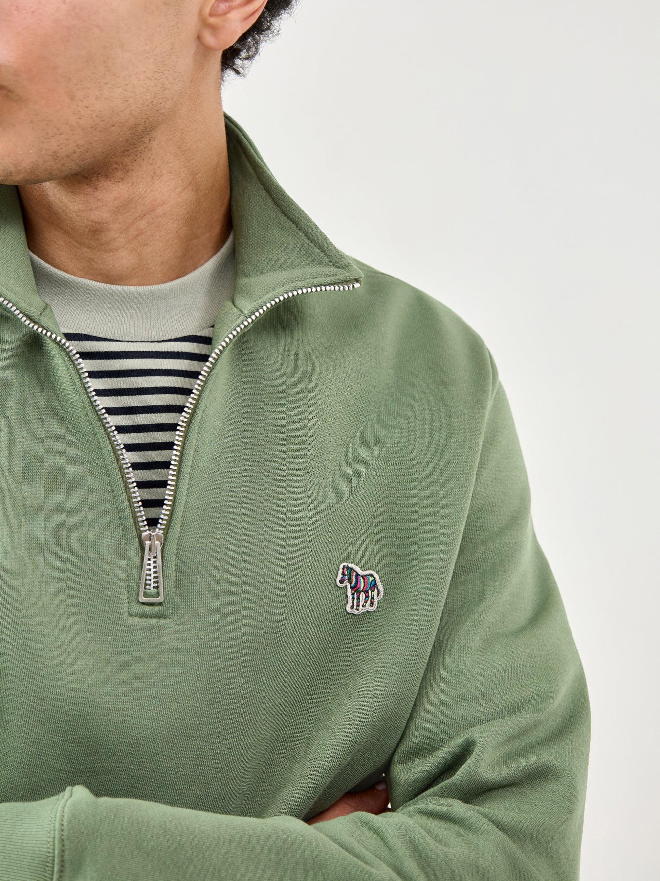 Zebra Quarter Zip Sweatshirt Olive