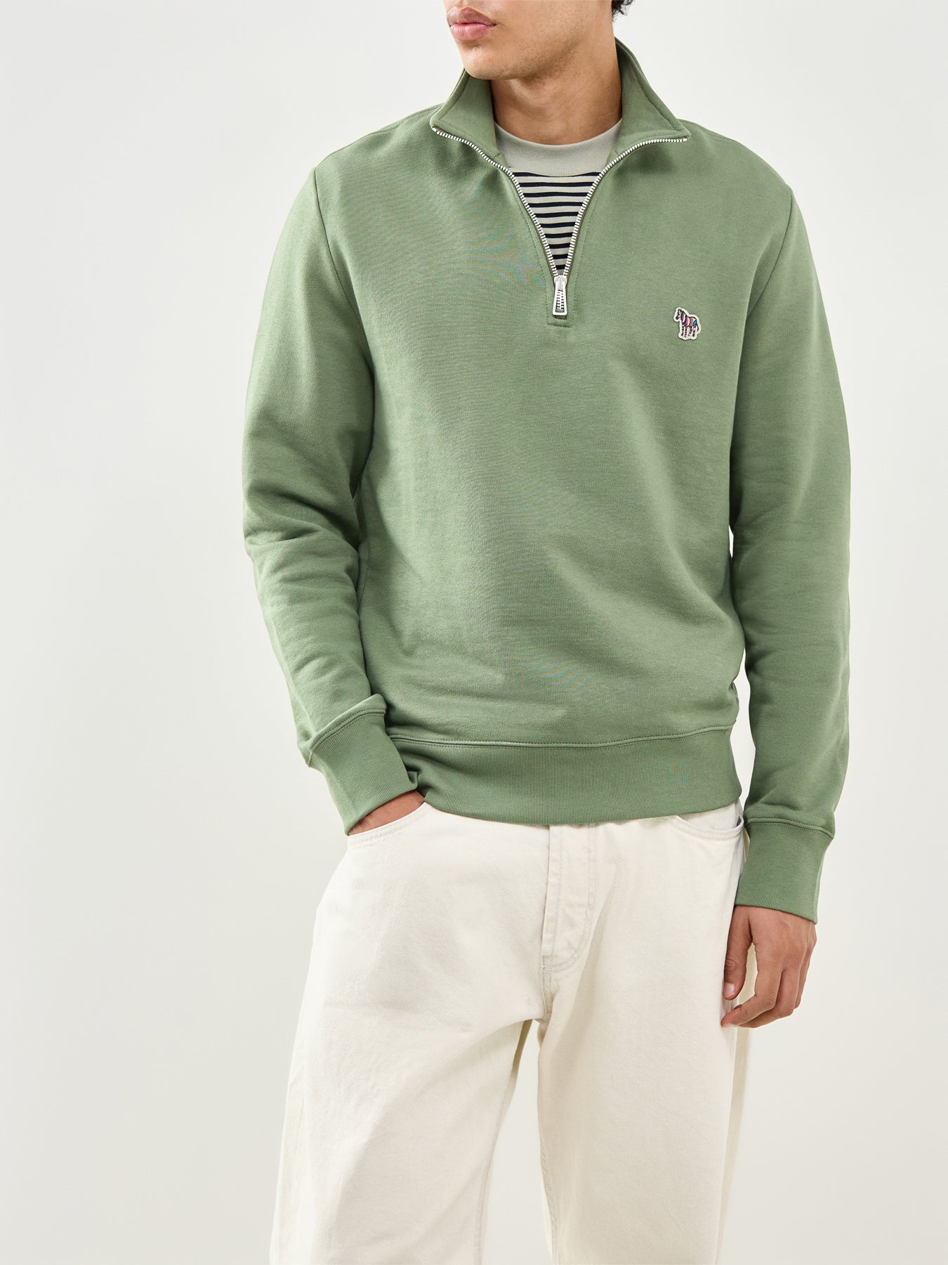 Zebra Quarter Zip Sweatshirt Olive