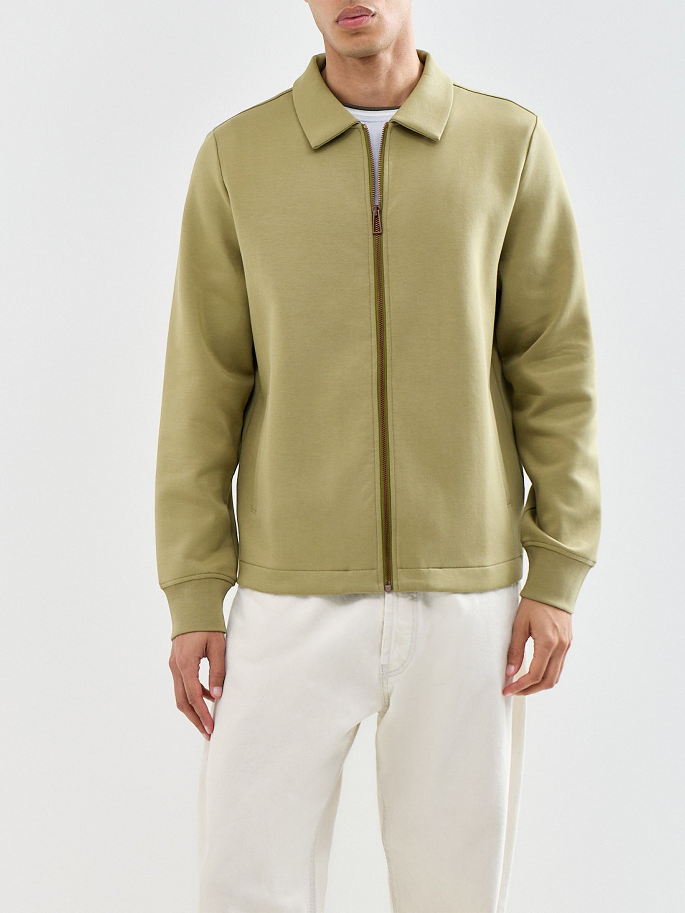Full Zip Collar Sweatshirt Green