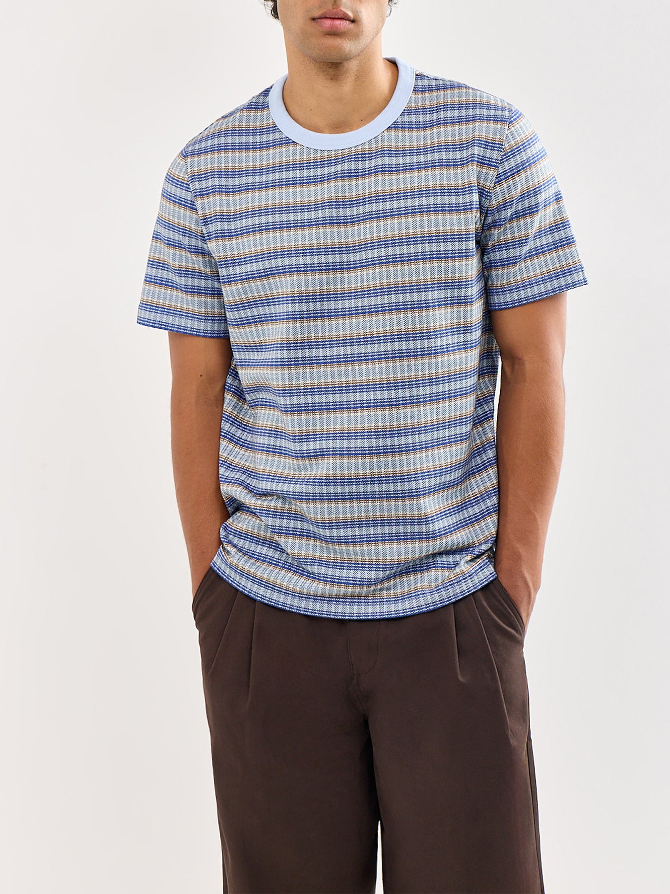 Texture Stripe T-Shirt Blue