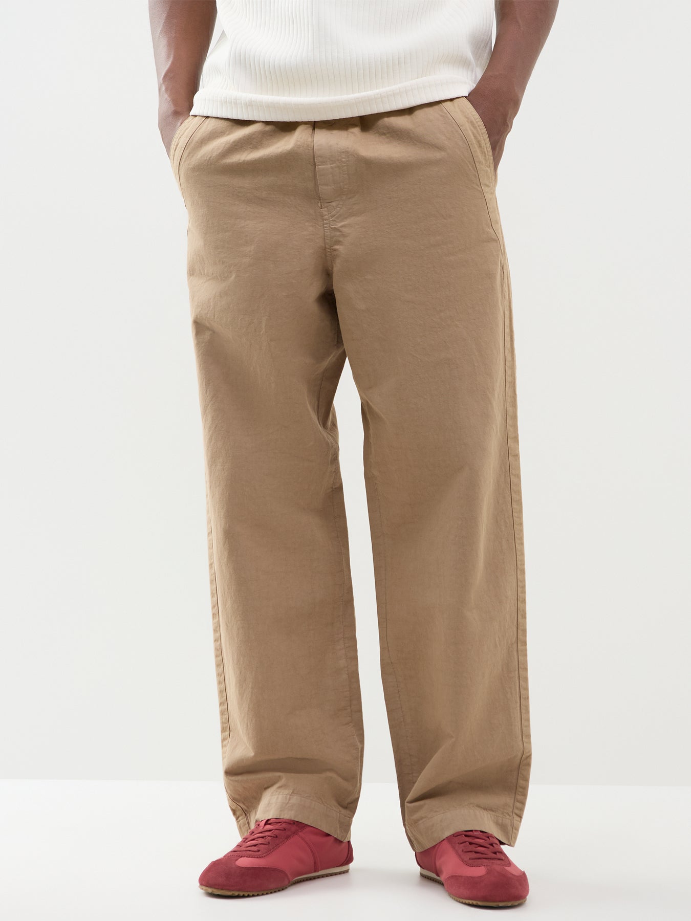 Linen Mix Drawstring Trousers