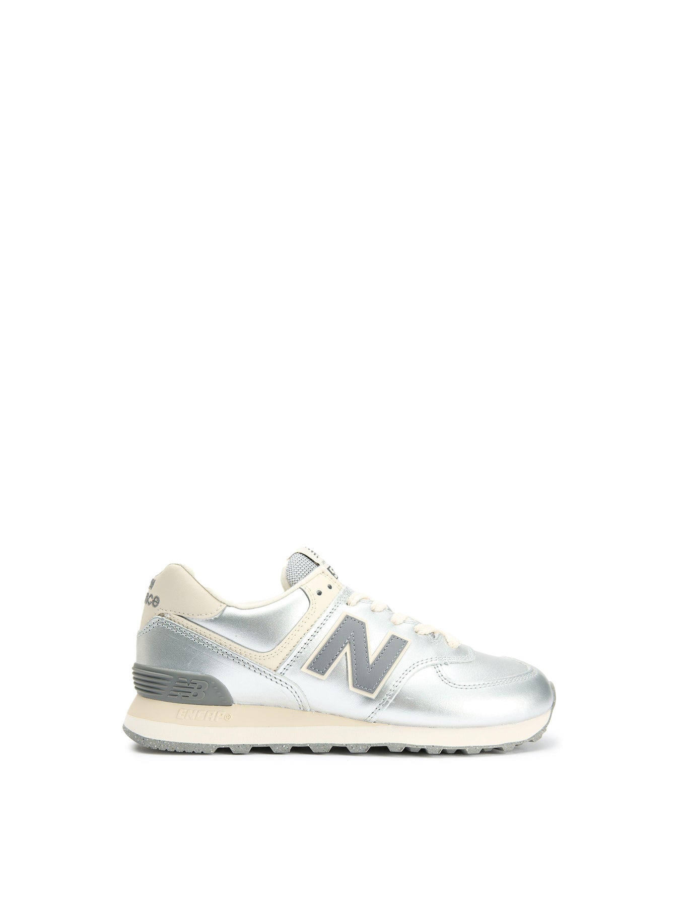 Womens NEW BALANCE 574 Leather Trainers Metallic