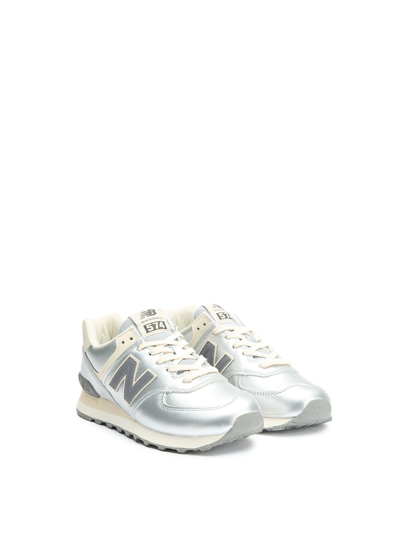 Womens NEW BALANCE 574 Leather Trainers Metallic