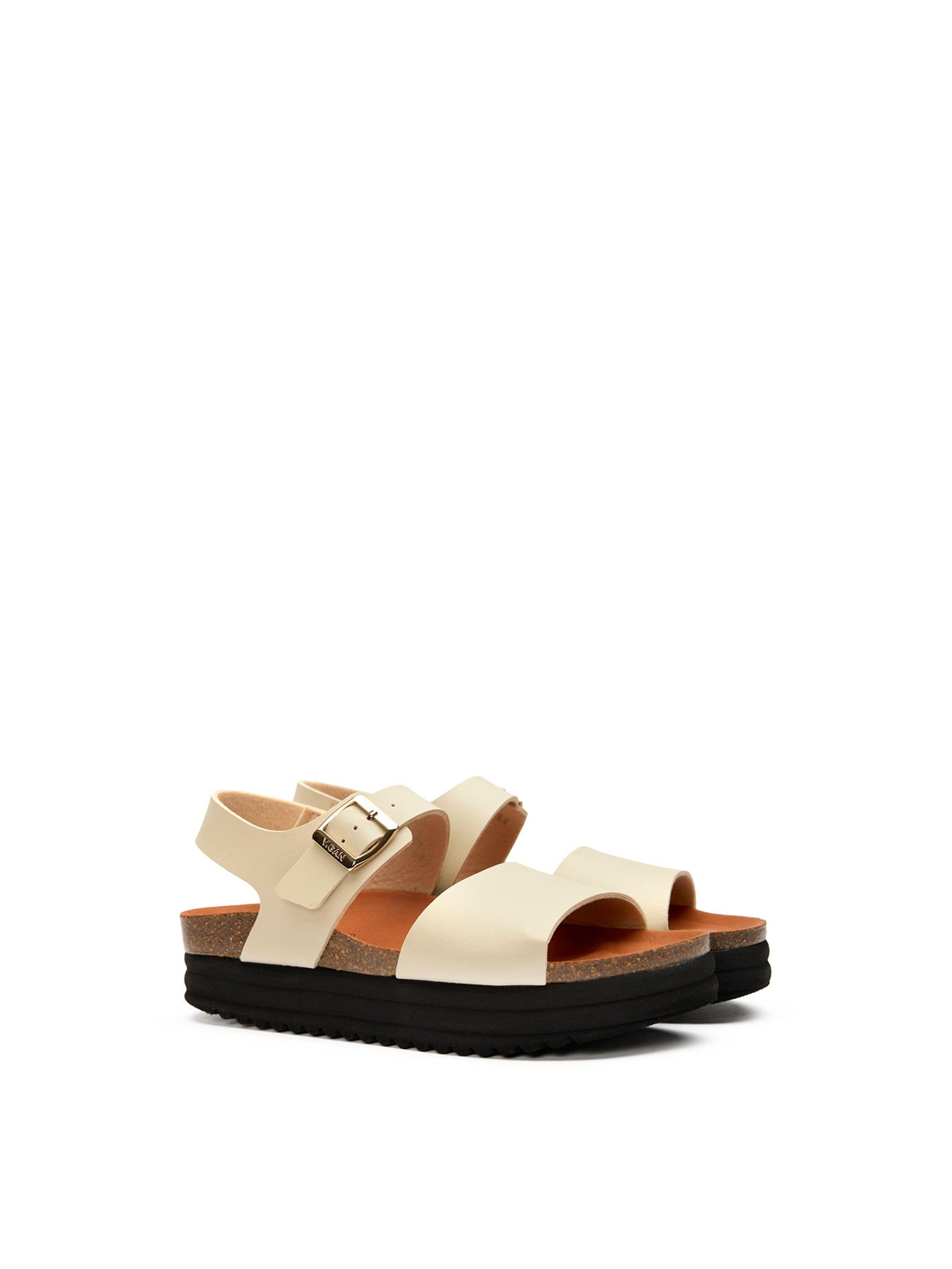 Womens V.GAN Vegan Clove Footbed Synthetic Sandals Cream