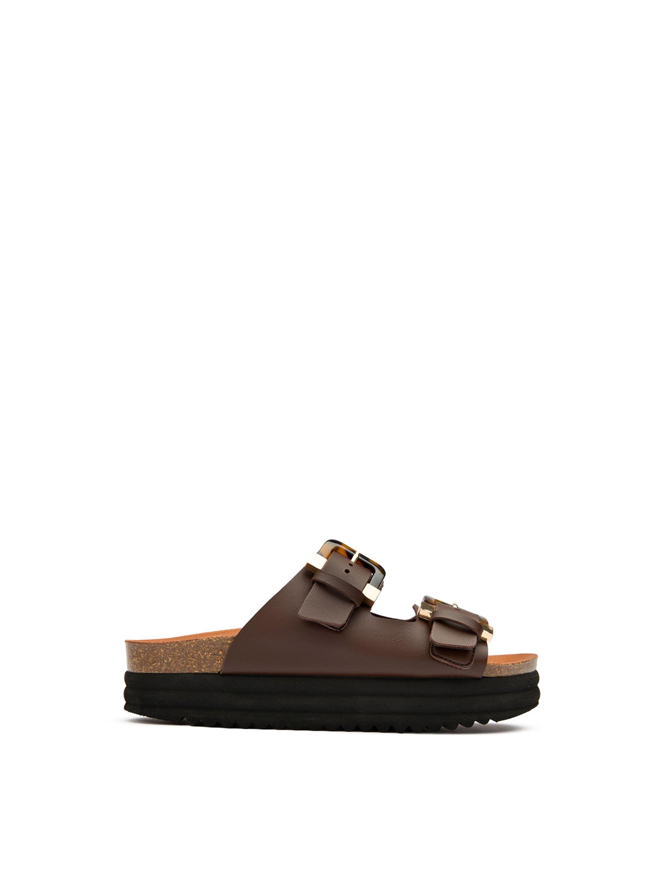 Plum Footbed Sandals Brown