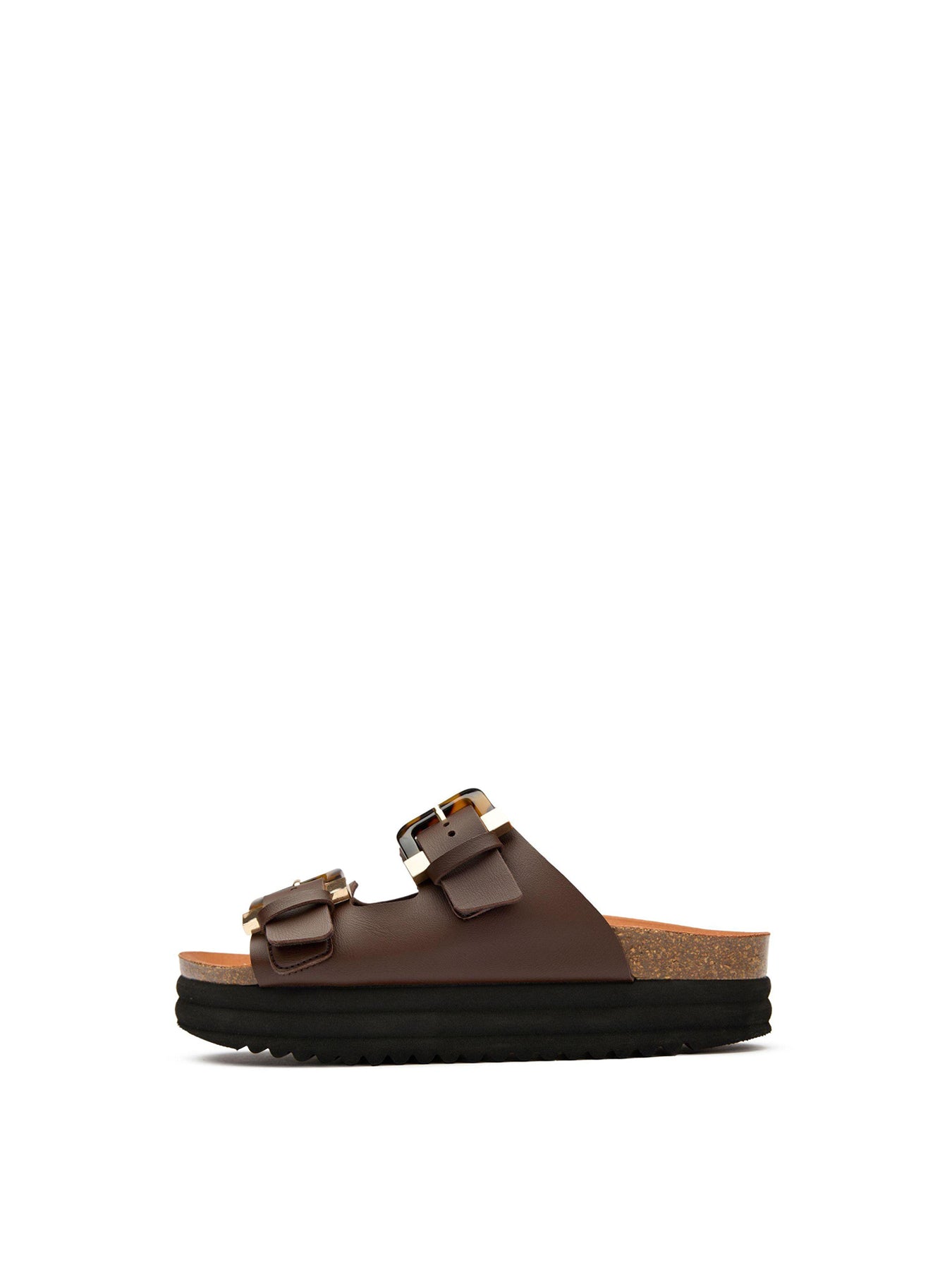 Plum Footbed Sandals Brown