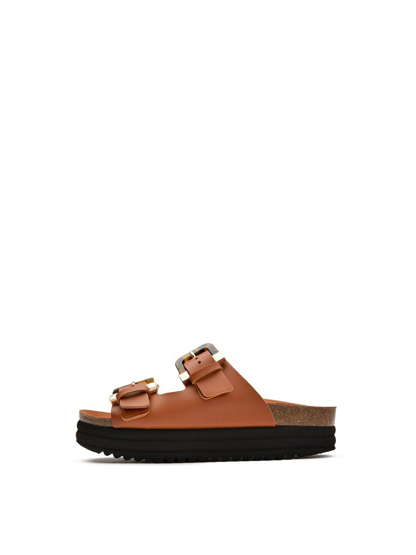 Plum Footbed Sandals Tan