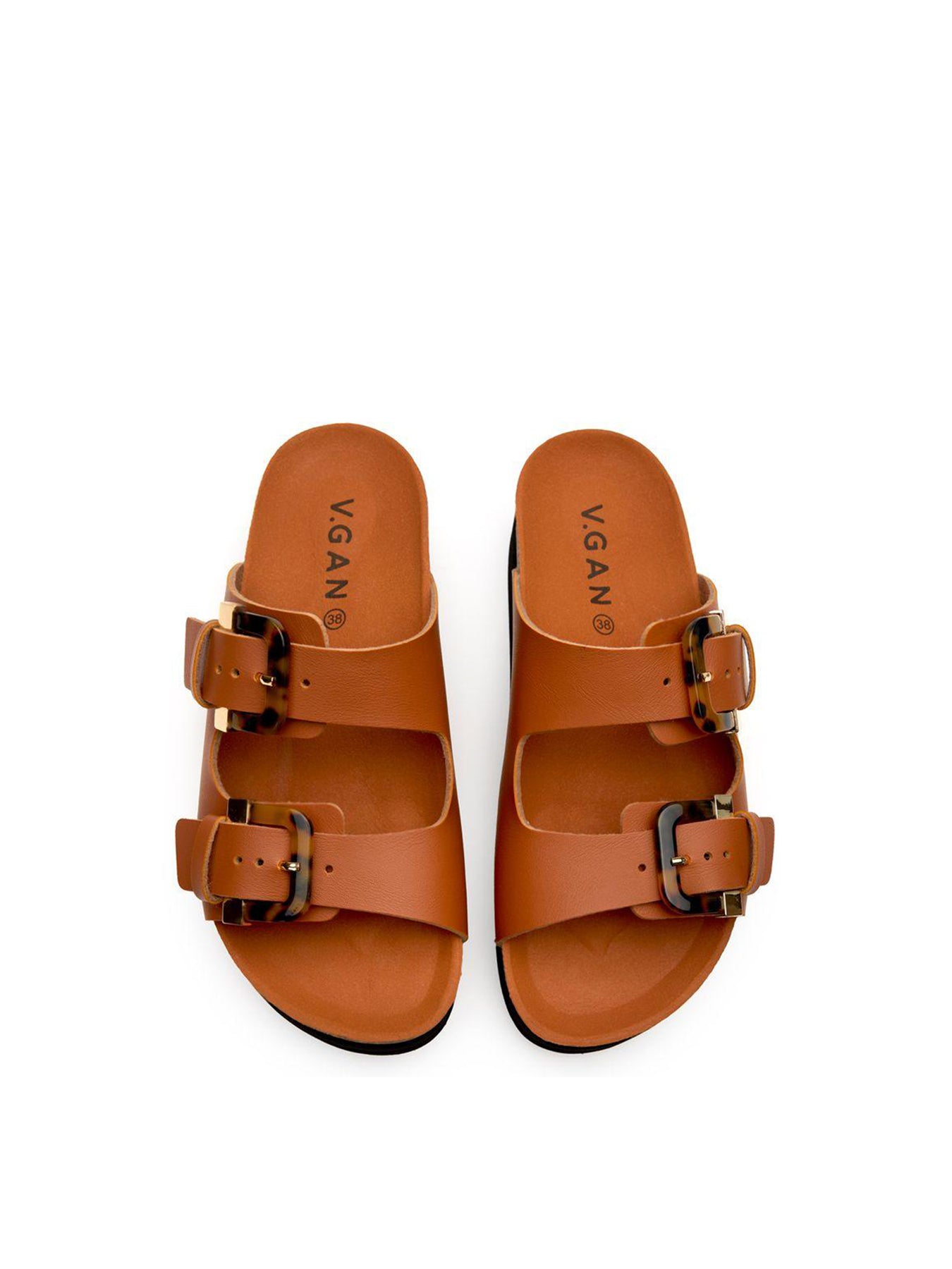 Plum Footbed Sandals Tan