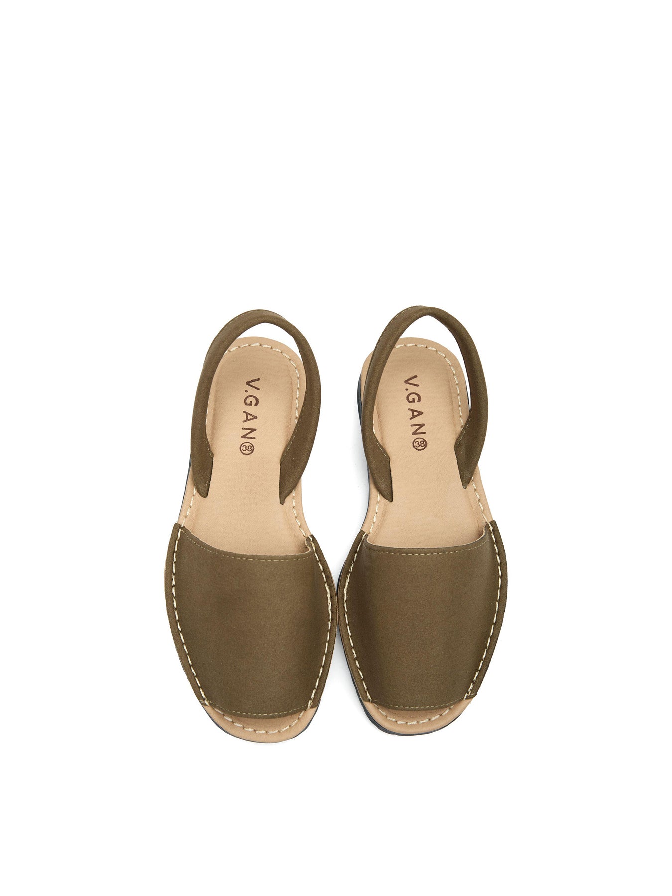 Womens V.GAN Vegan Rambu Menorcan Synthetic Sandals Khaki