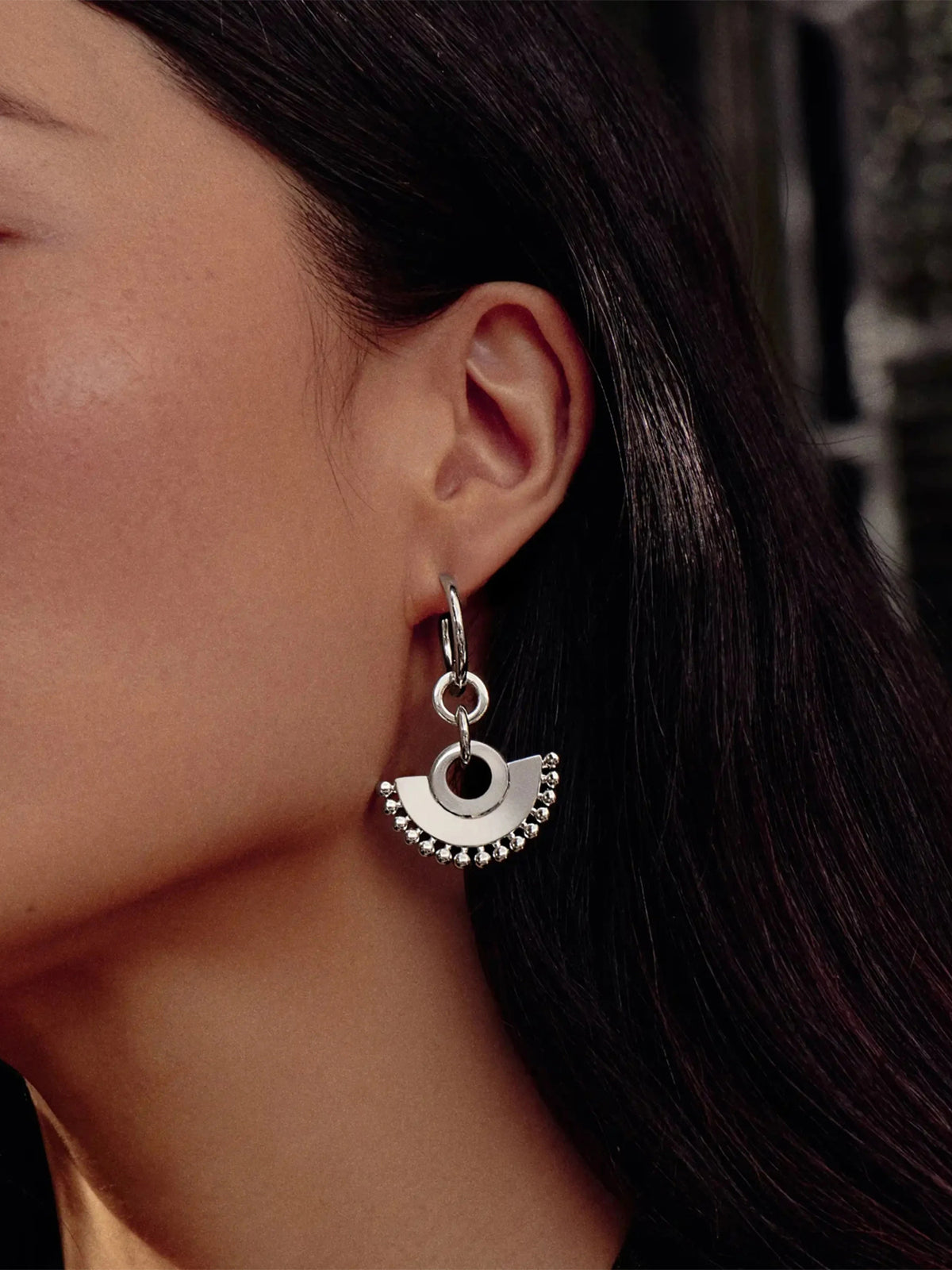 Zenyu Chandelier Hoop Earrings Silver