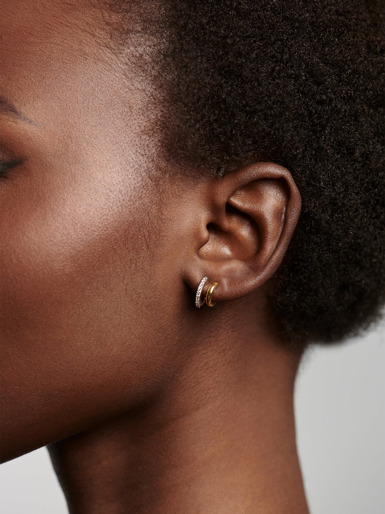 Double Huggie Earrings Gold