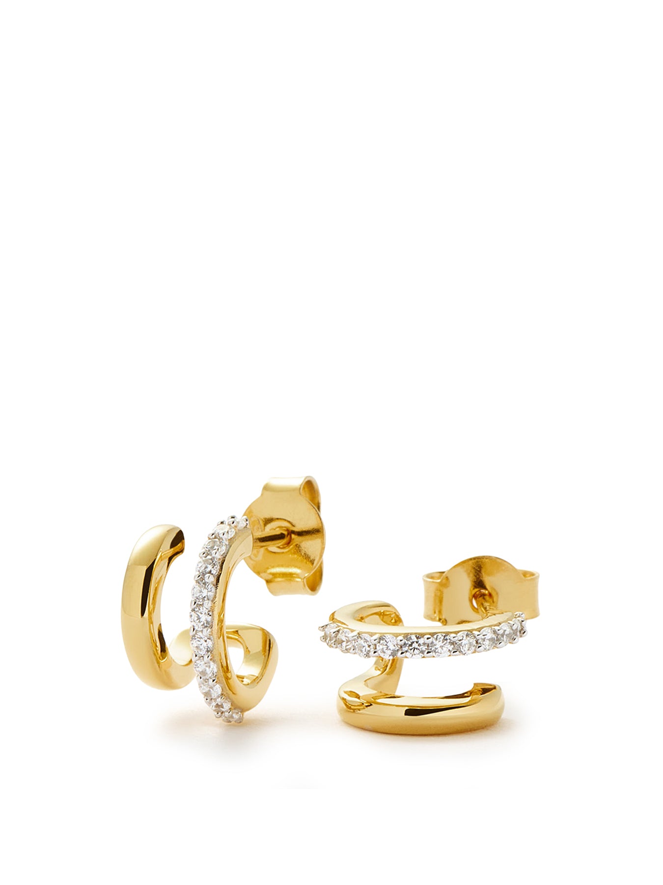 Double Huggie Earrings Gold