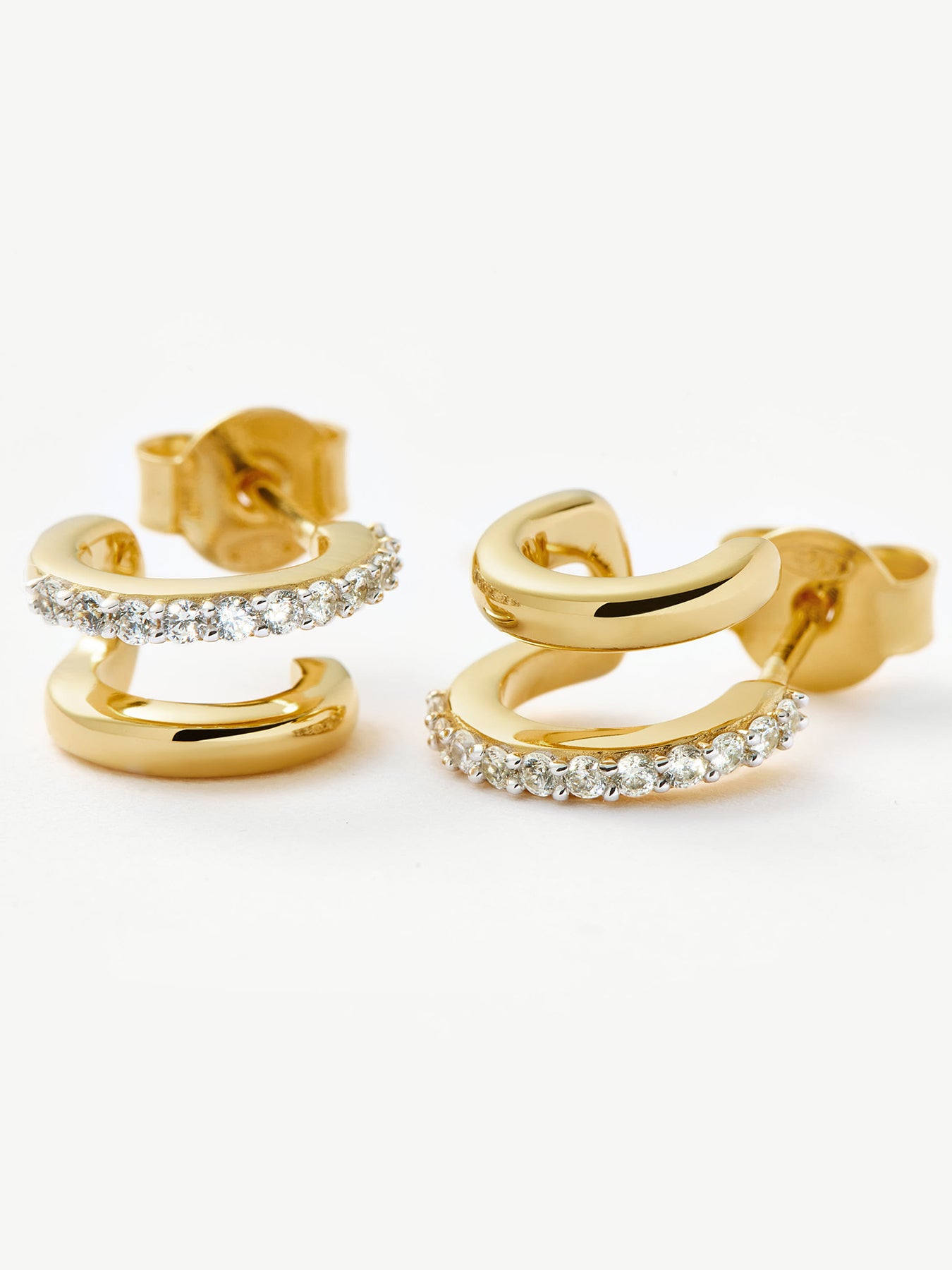 Double Huggie Earrings Gold