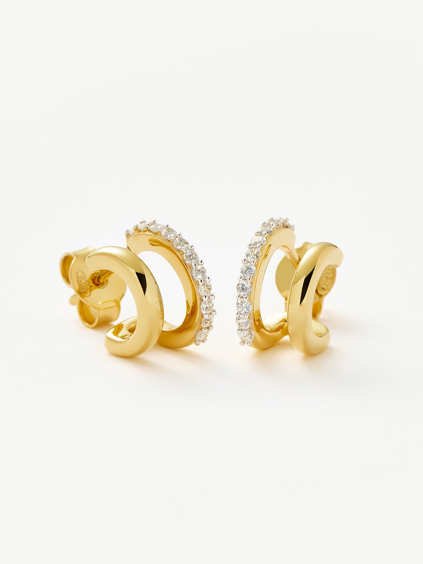 Double Huggie Earrings Gold