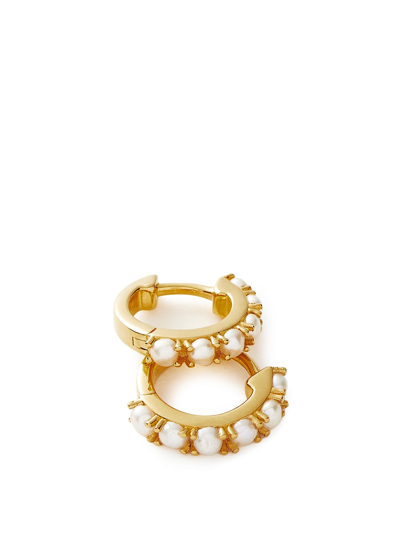 Pearl Huggie Earrings Gold