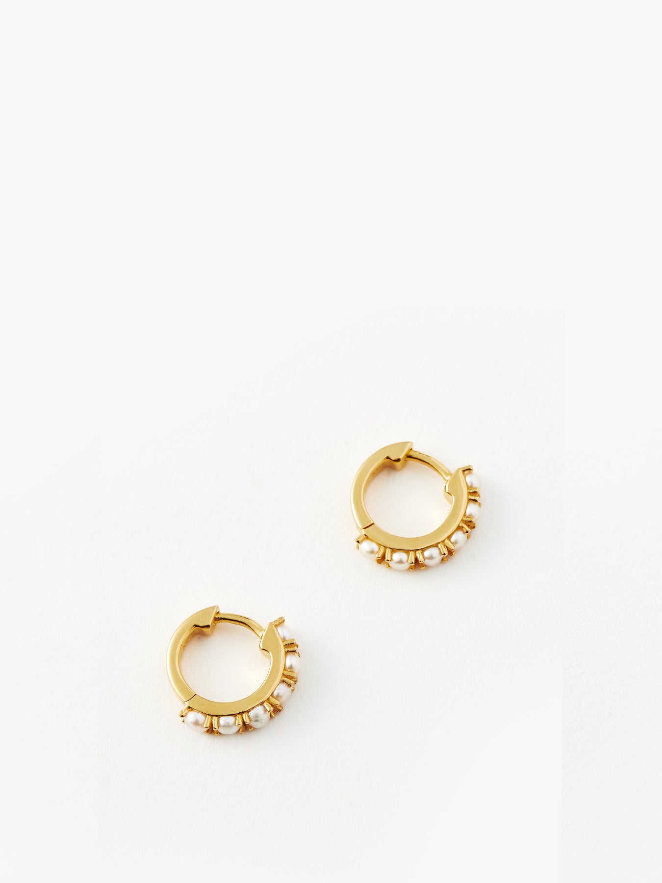 Pearl Huggie Earrings Gold