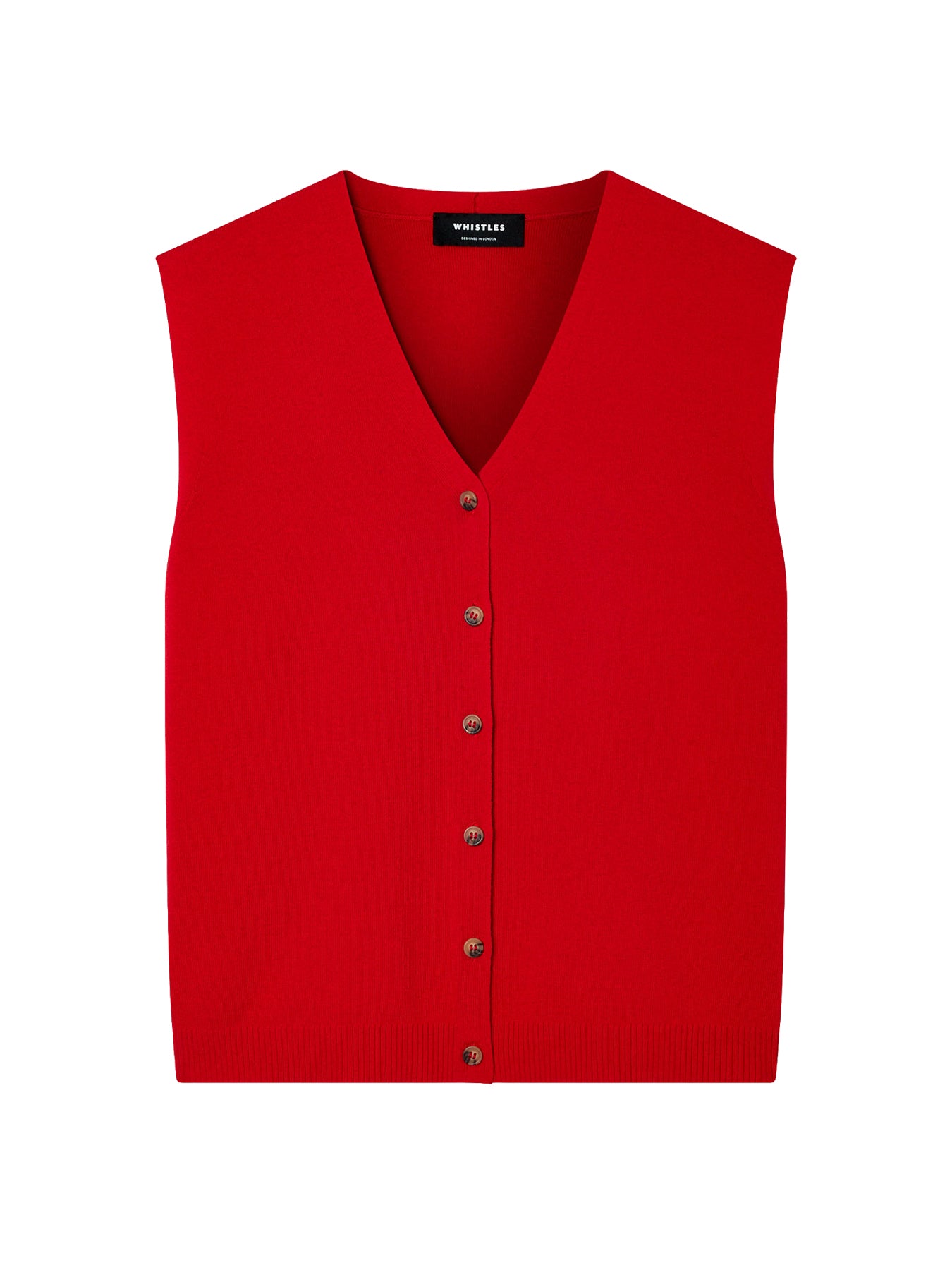 V Neck Button Front Knit Tank Red