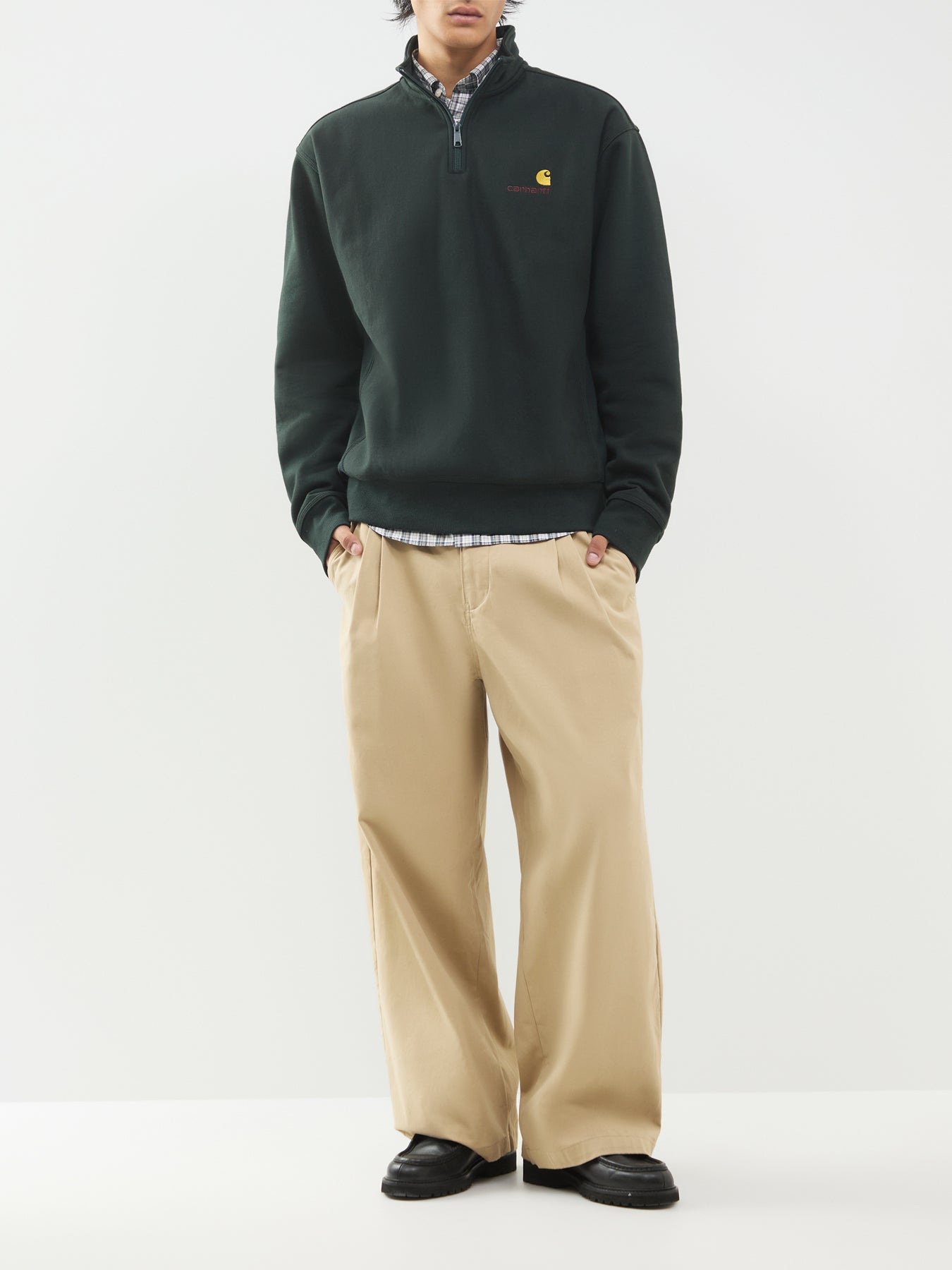 Men's Half-Zip American Script Cotton Blend Sweatshirt