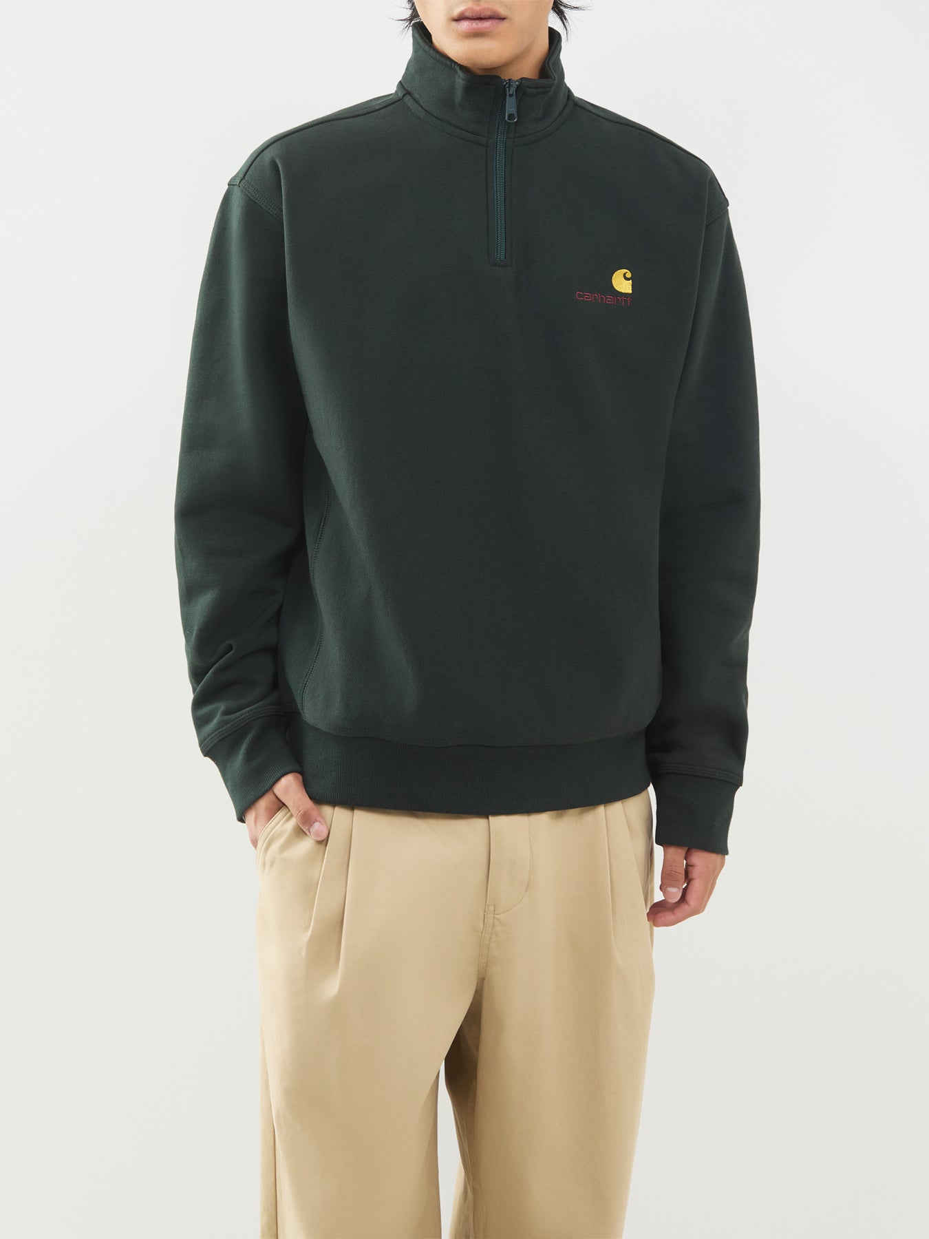 Men's Half-Zip American Script Cotton Blend Sweatshirt