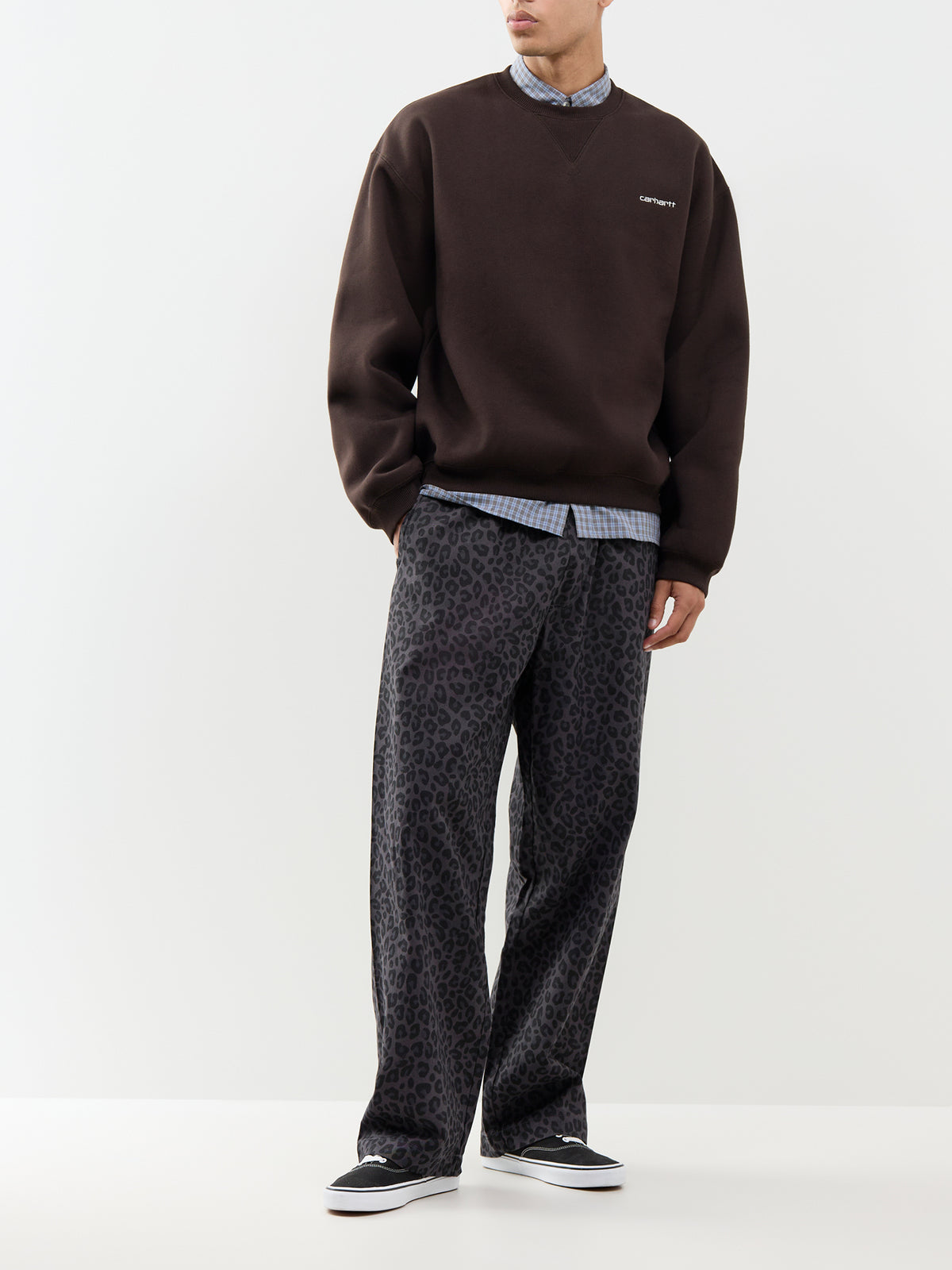 Ebbert Heavyweight Cotton Blend Sweatshirt - Tobacco & White