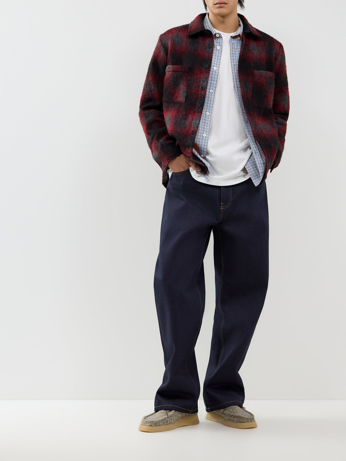 Cotton Blend Payson Denim Trousers - Blue Rigid