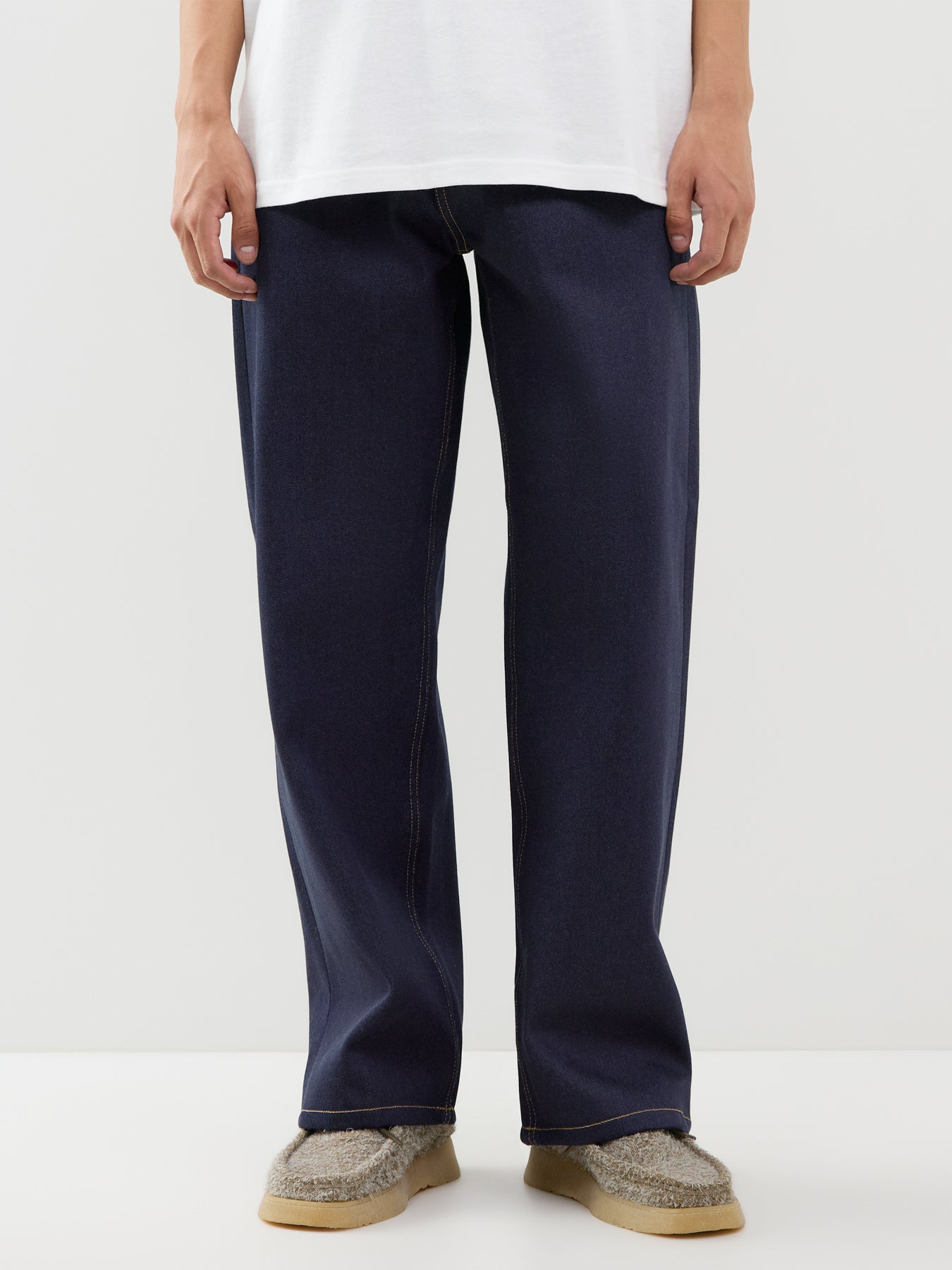 Cotton Blend Payson Denim Trousers - Blue Rigid