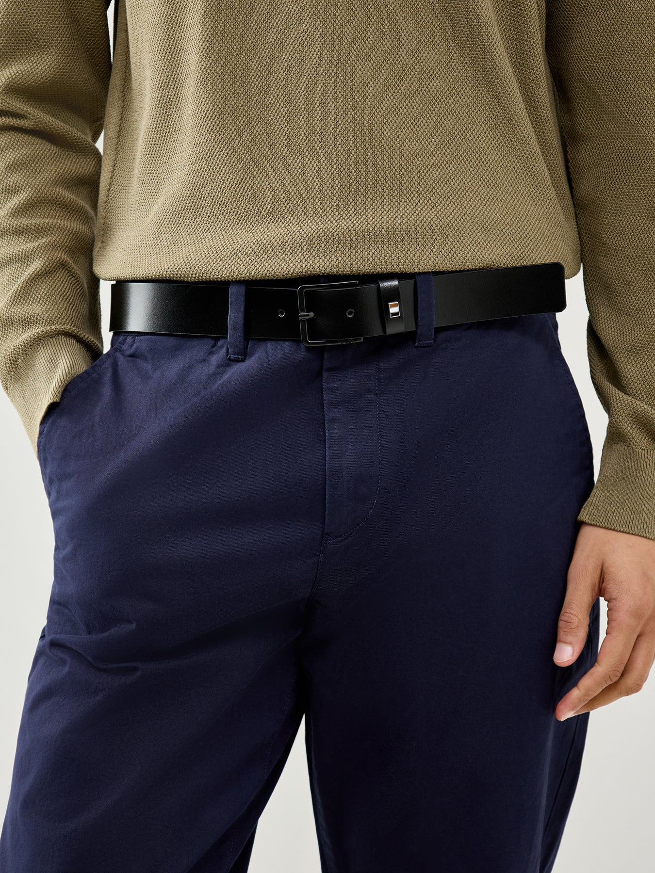 B Flag Leather Belt Black