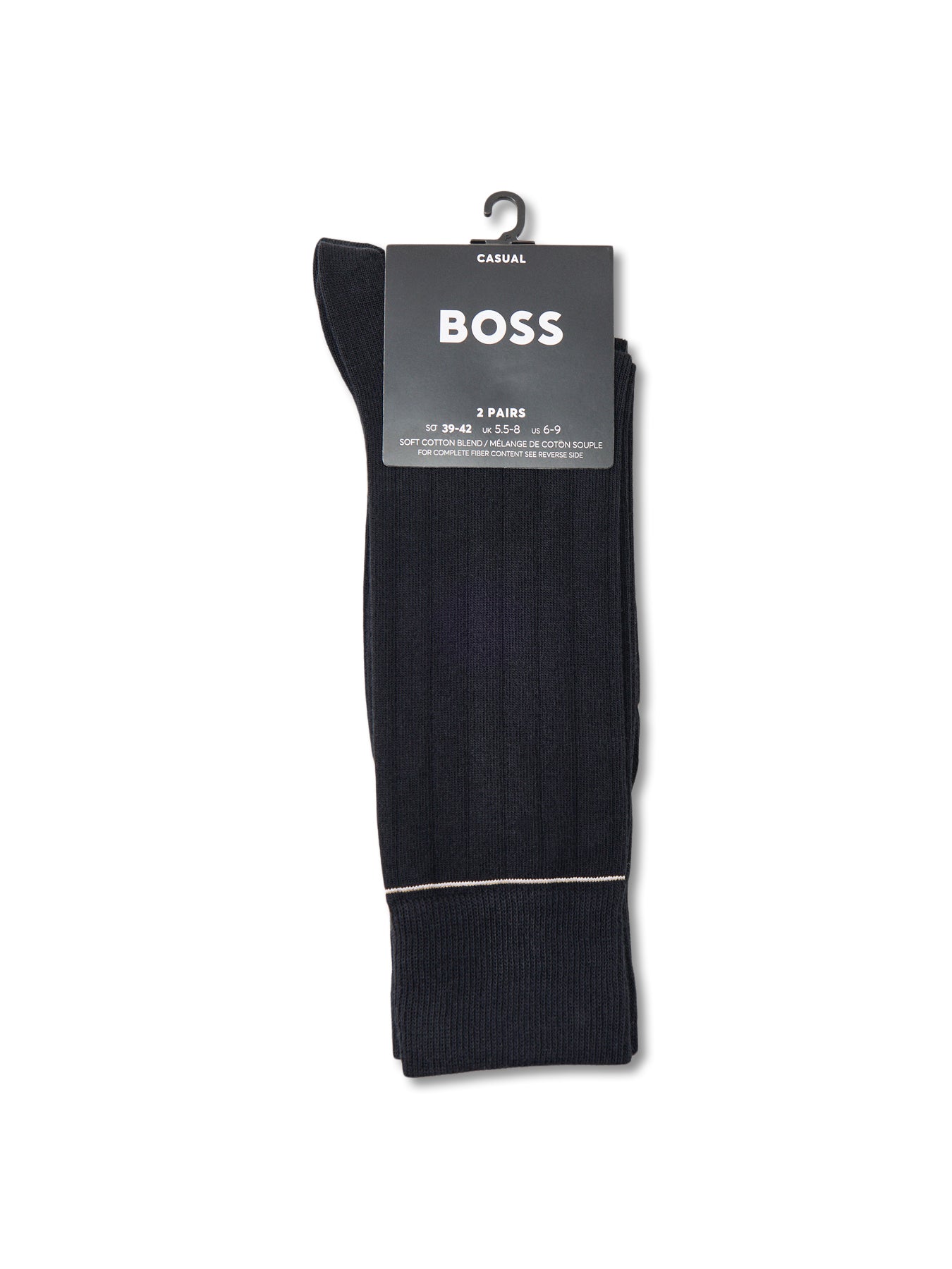 Light Rib Crew Socks Two Pack Black